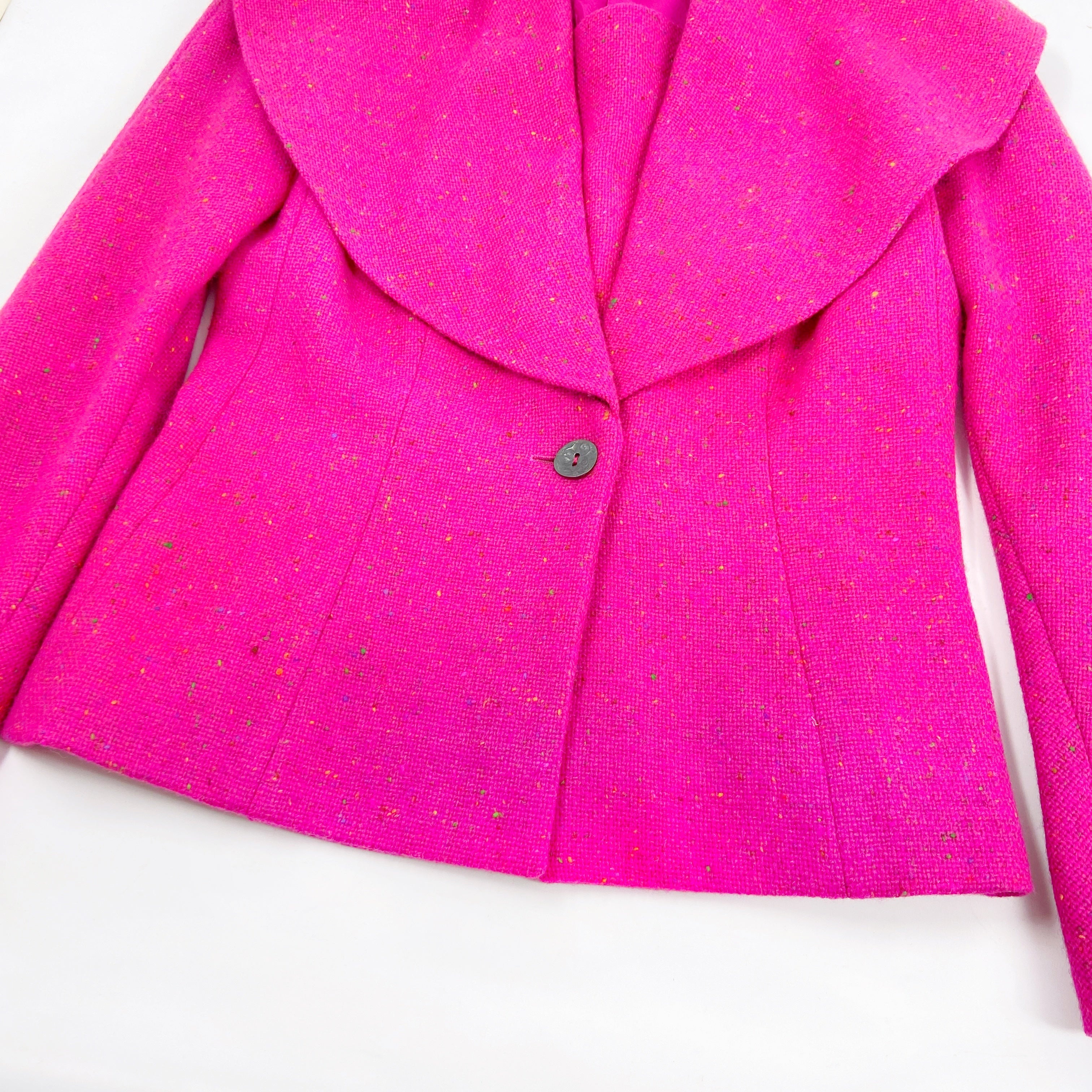 Christian Dior Fall 1998 John Galliano Candy Fuchsia Oversized Lapel Bar Jacket - 13