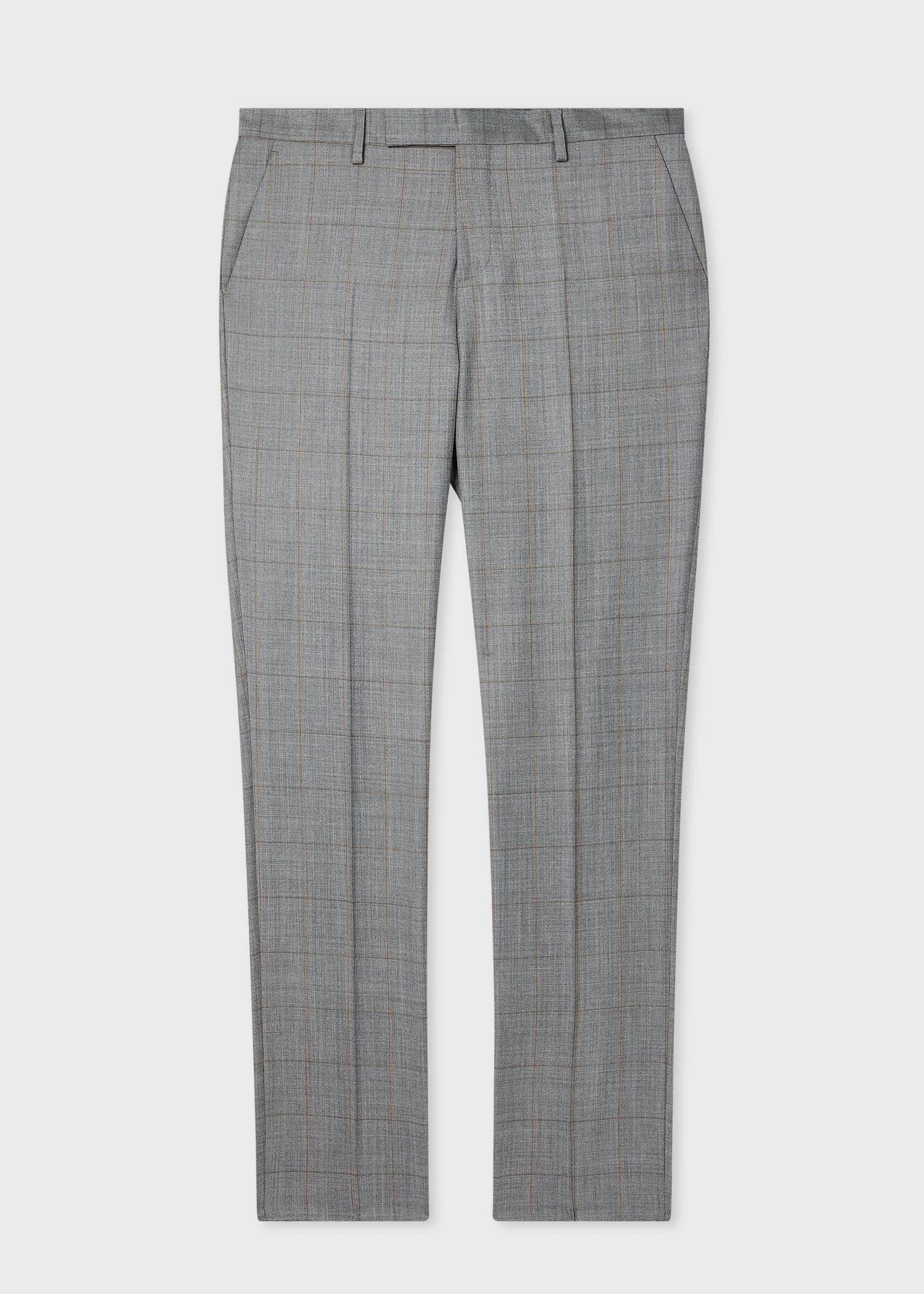 Grey Windowpane Check Wool Trousers - 1