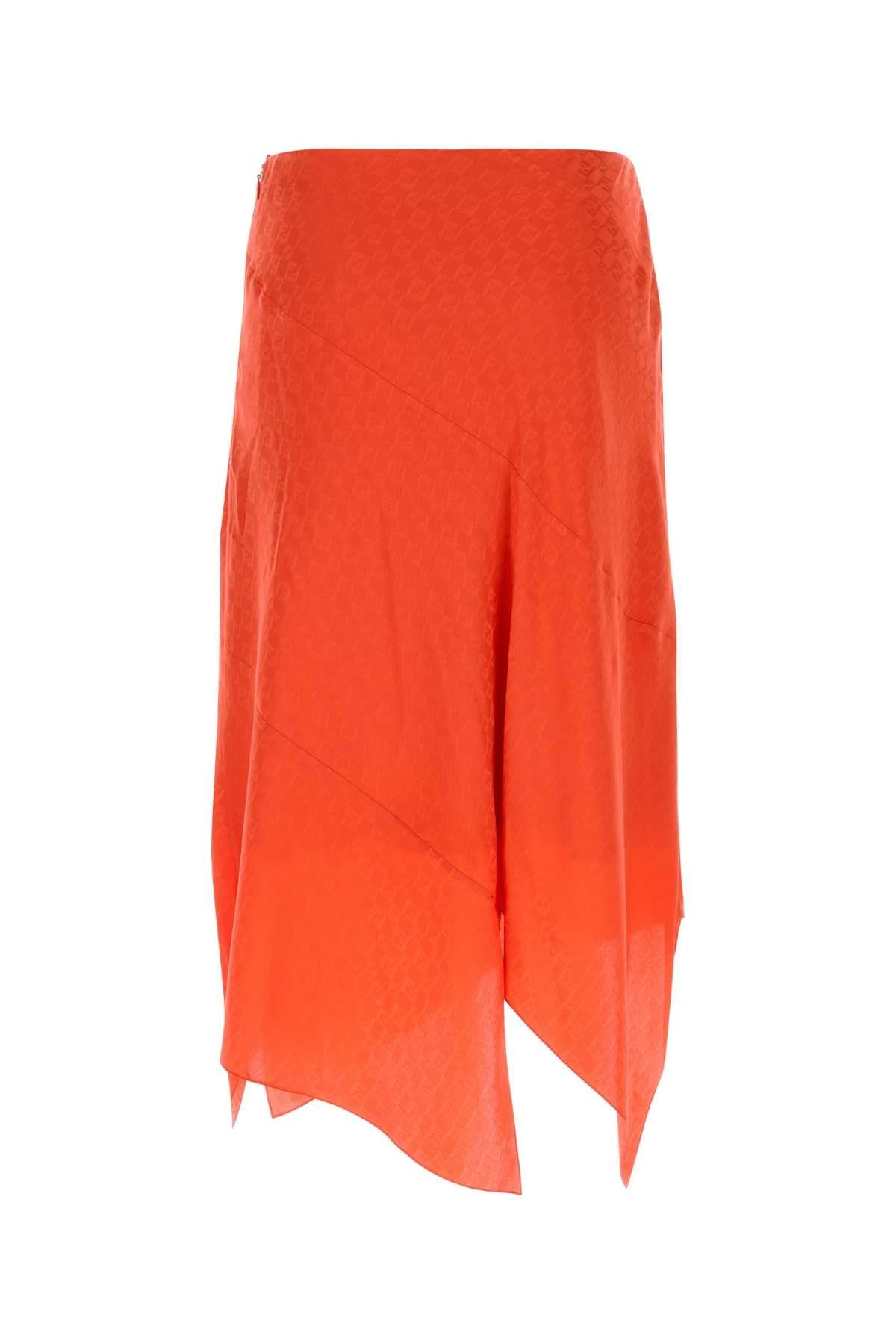 Fendi Women Coral Silk Skirt - 2