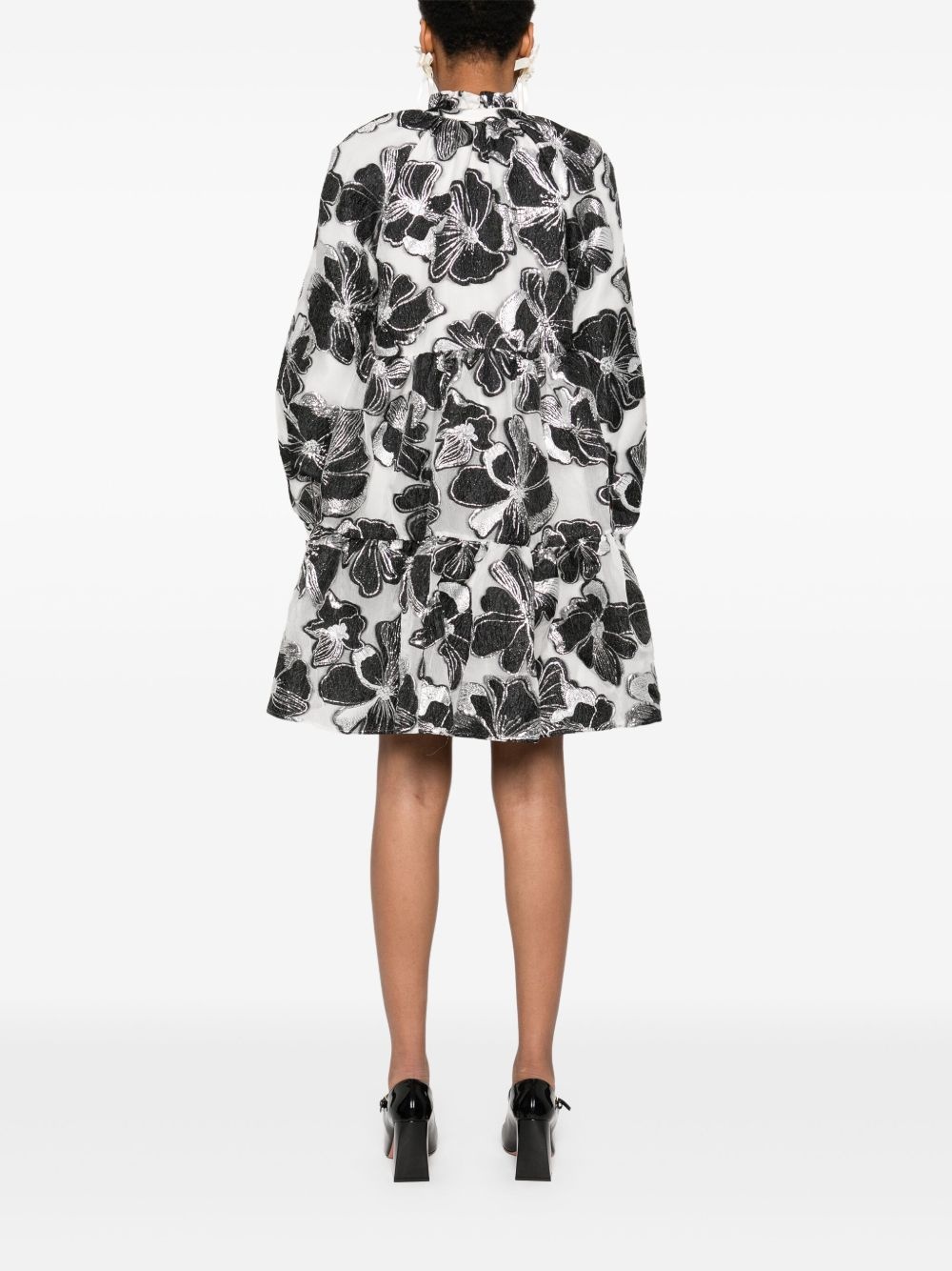 Anemone-jacquard tier mini dress - 4