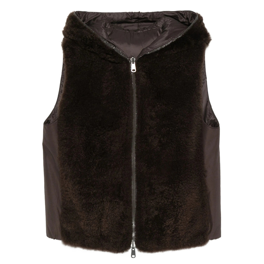 Brunello Cucinelli Brown Jackets - Waistcoat & Gilets Women - 1