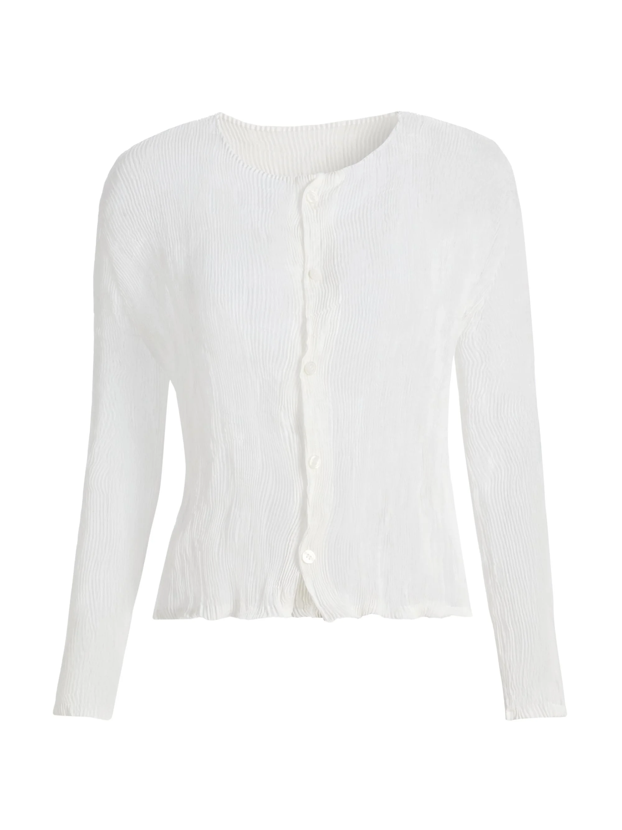 Women's Twist Chiffon Button-Front Top - White - 1