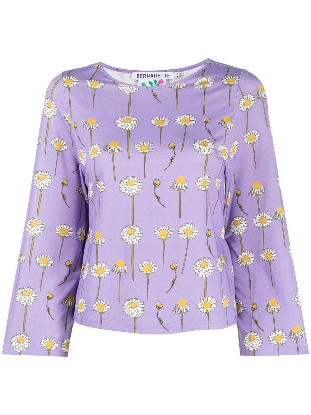 daisy-print round-neck T-shirt - 1