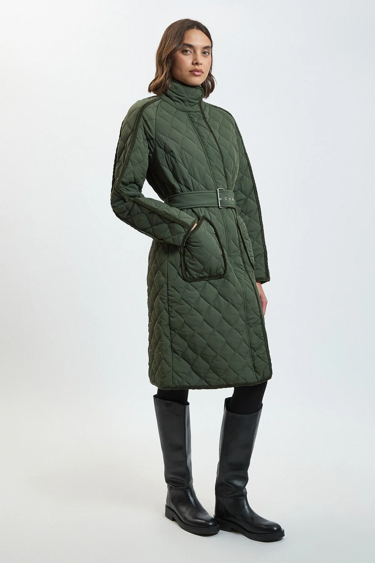 Quilted Tipped Long Coat - 1
