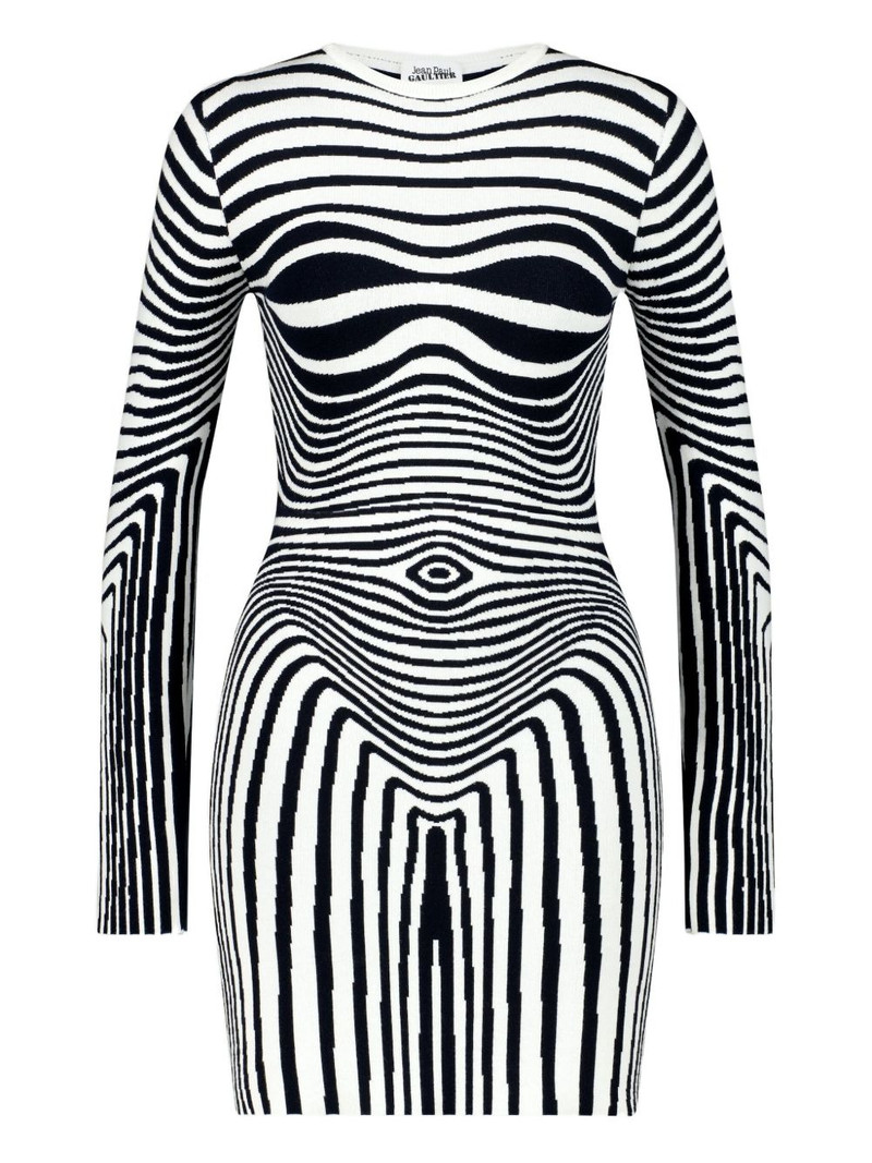long-sleeve morphing-stripes dress 1