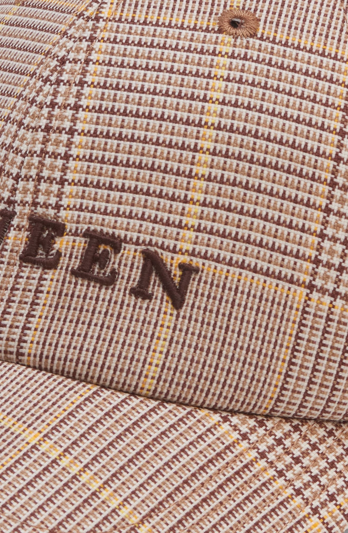 McQueen Check Logo Embroidered Wool Adjustable Baseball Cap in Camel/Yellow at Nordstrom - 4