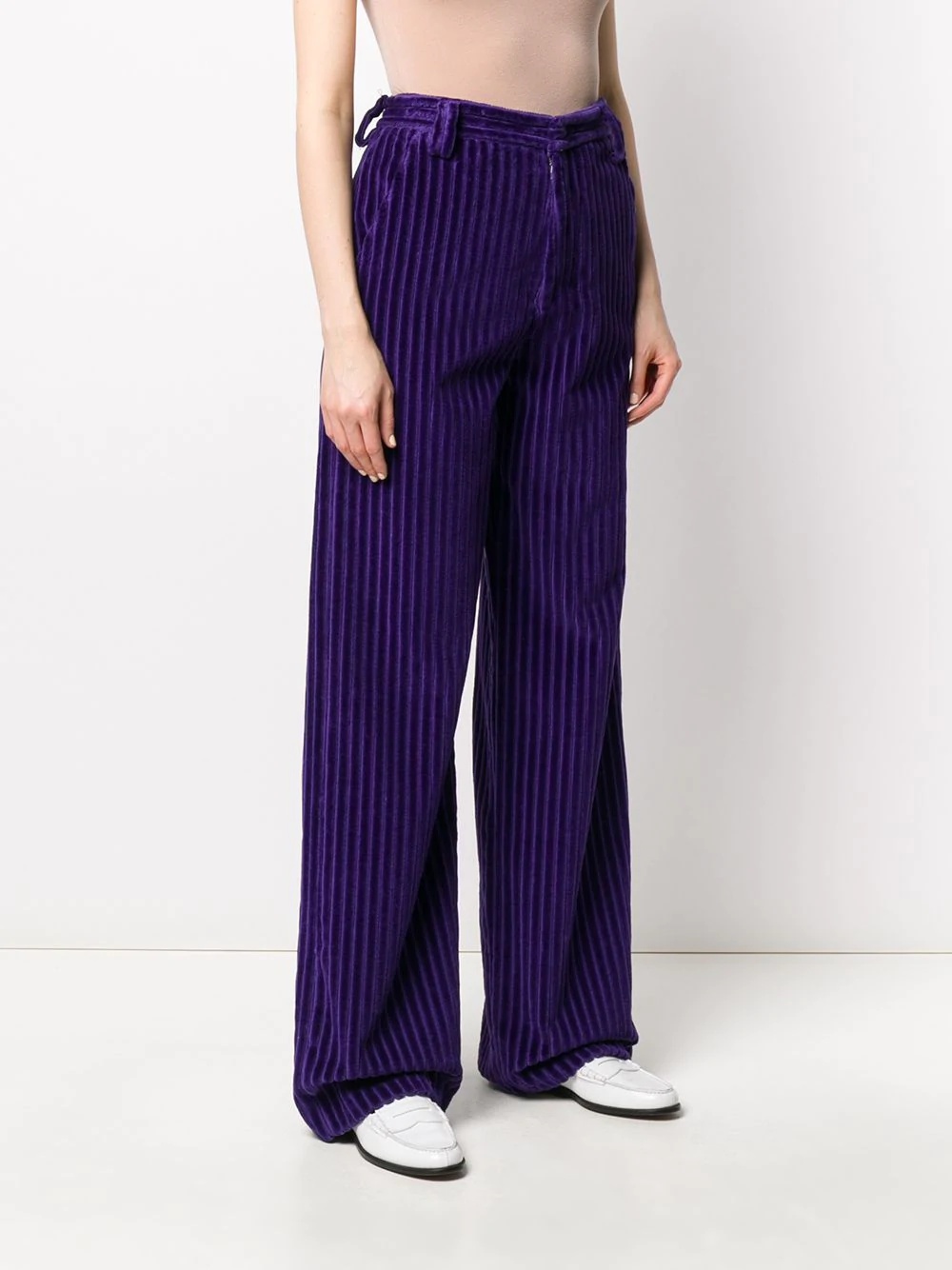 corduroy-effect wide-leg trousers - 4