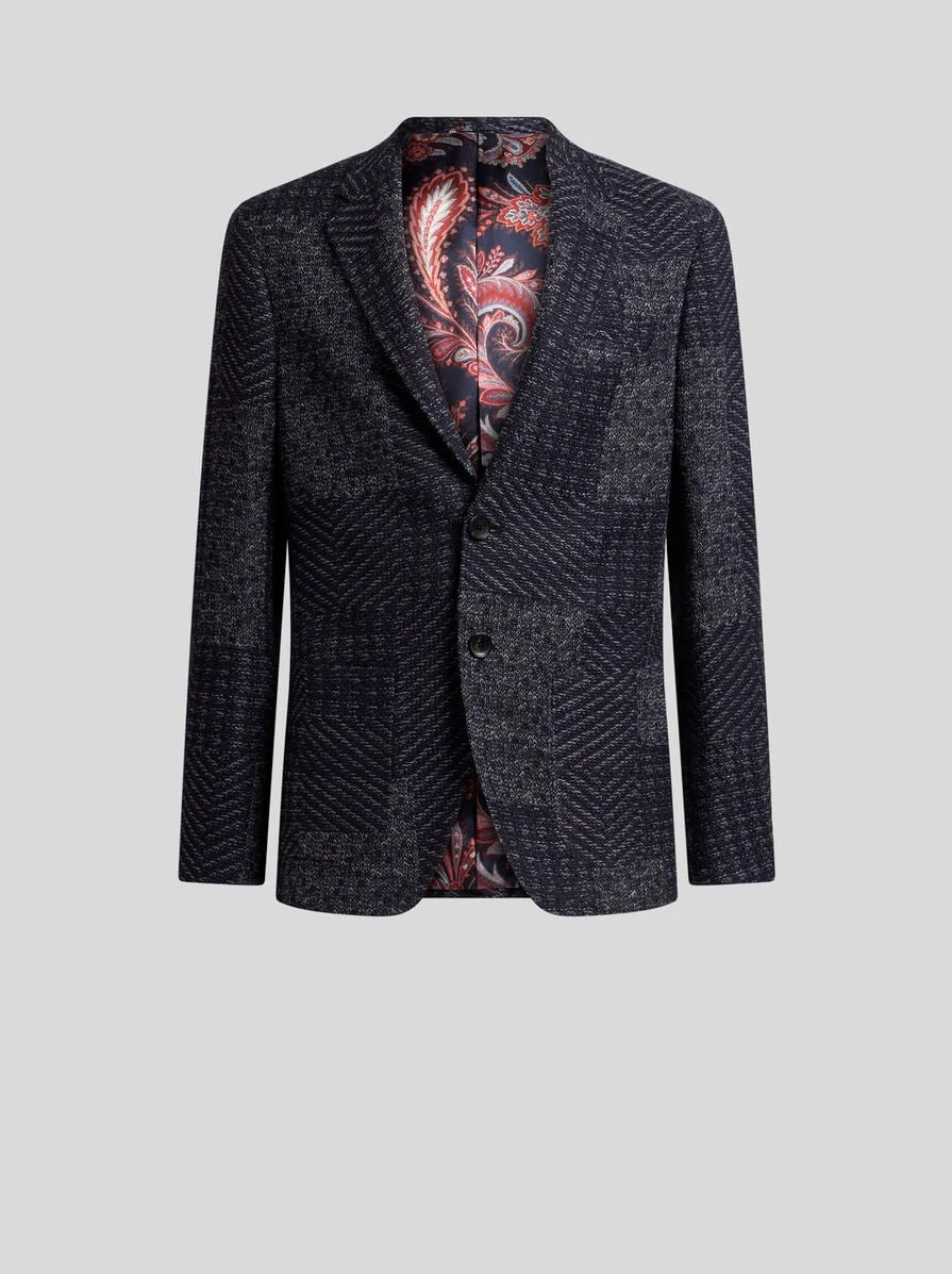 WOOL-BLEND PATCHWORK BLAZER - 1