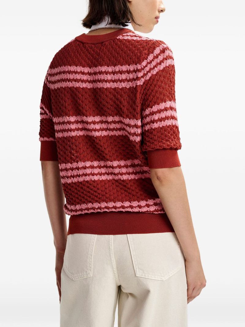 striped embellished-collar T-shirt 5