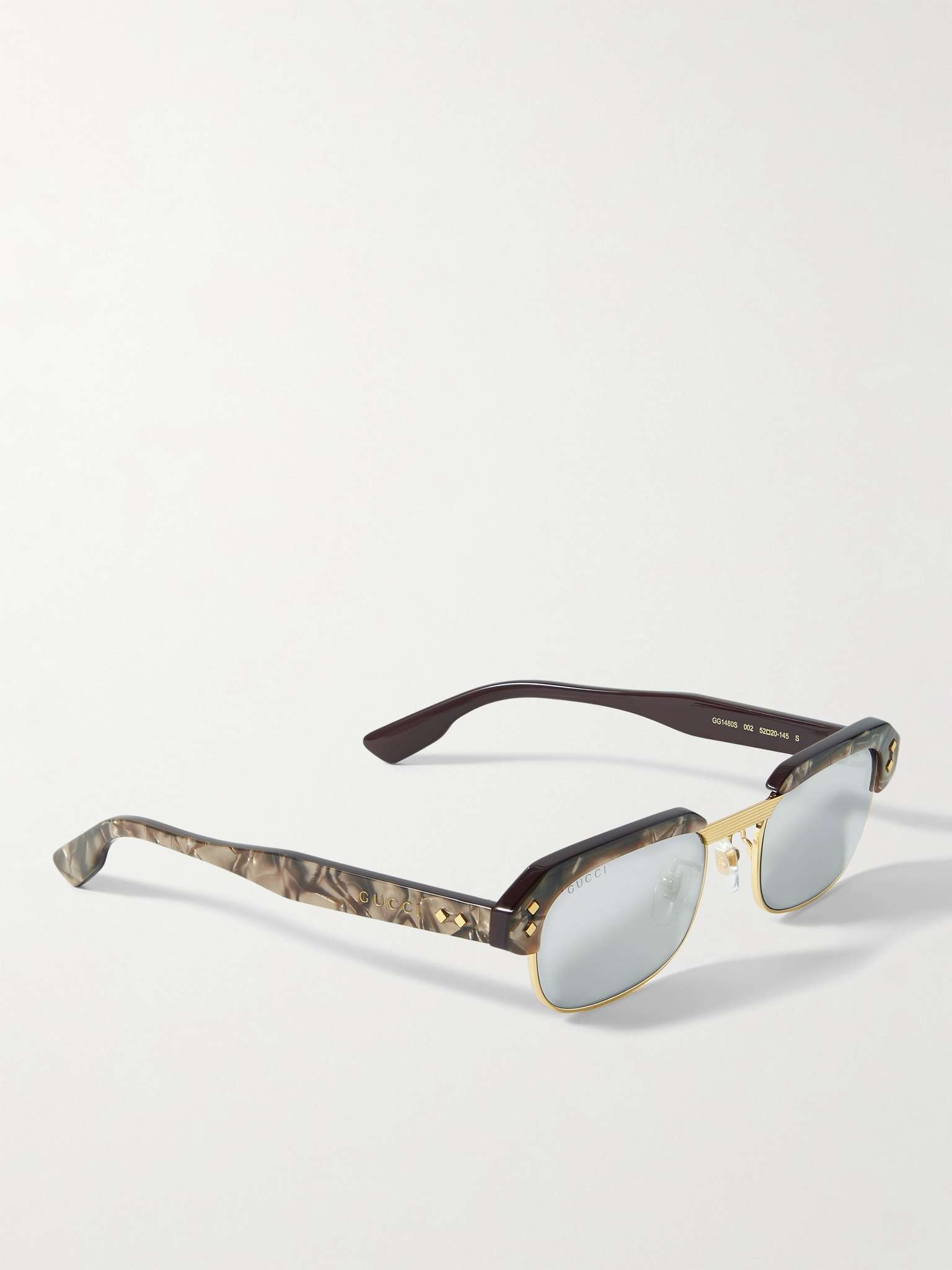 Rectangular-Frame Acetate and Gold-Tone Sunglasses - 4