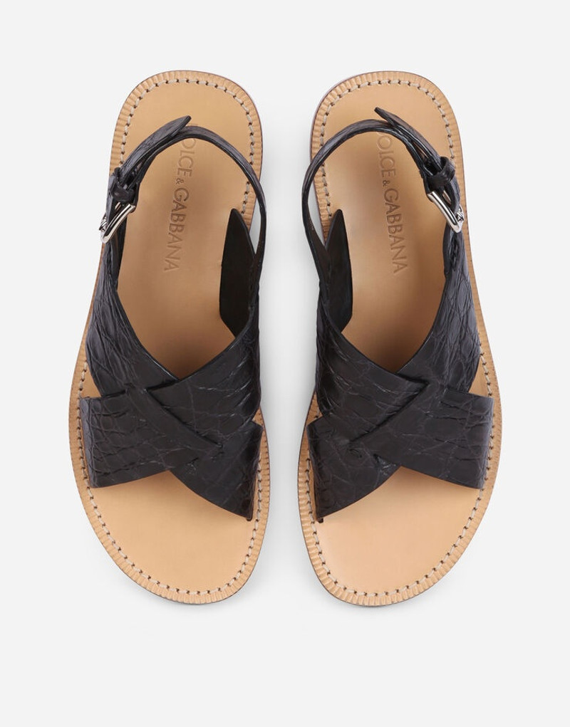 Hand-polished crocodile flank leather sandals 4