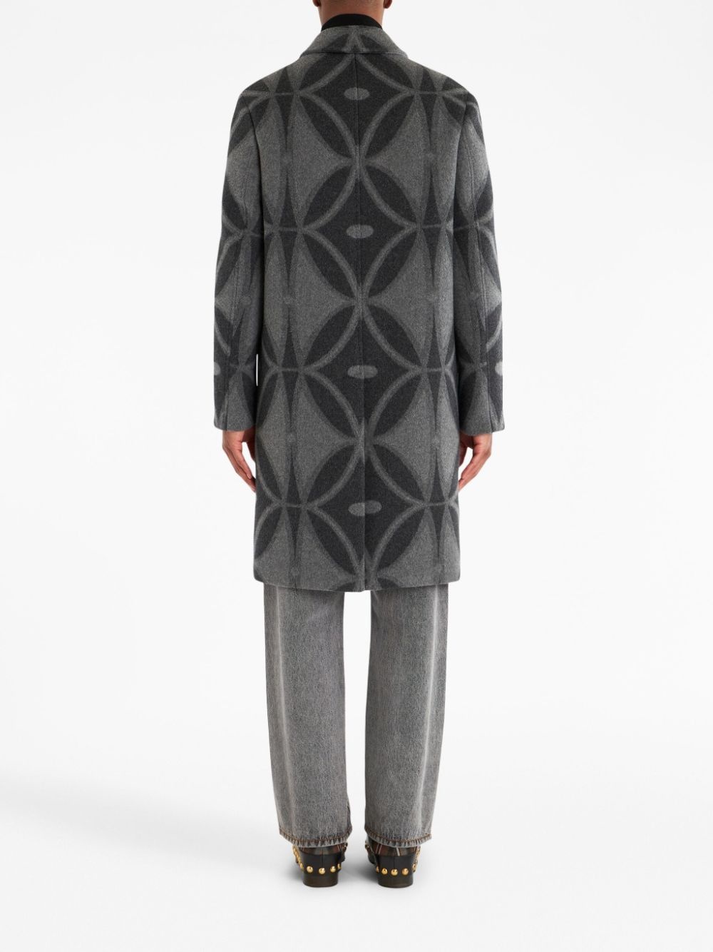 geometric-jacquard wool coat - 3