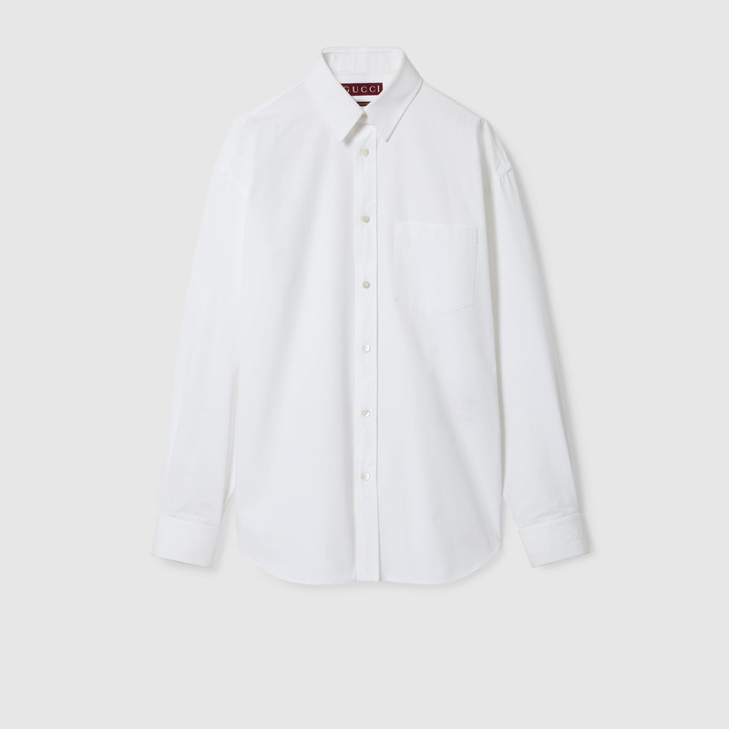 Cotton poplin shirt with Gucci detail 1