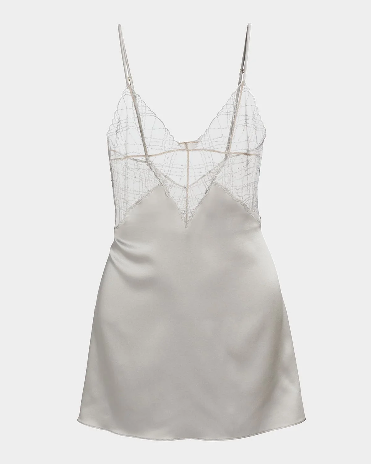 Embroidered Lace & Silk Charmeuse Nightie - 1