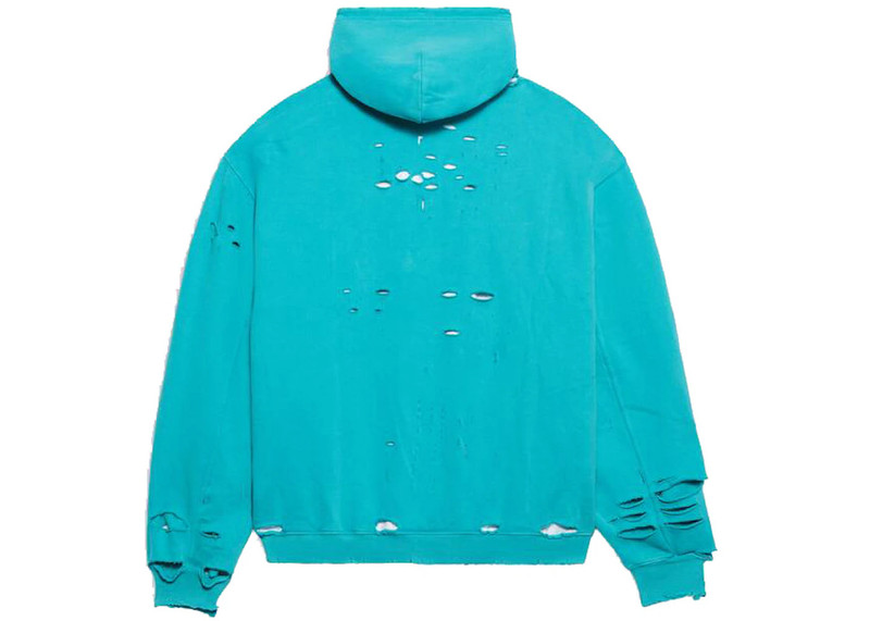 BALENCIAGA Balenciaga Caps Destroyed Hoodie Navy/White outlook