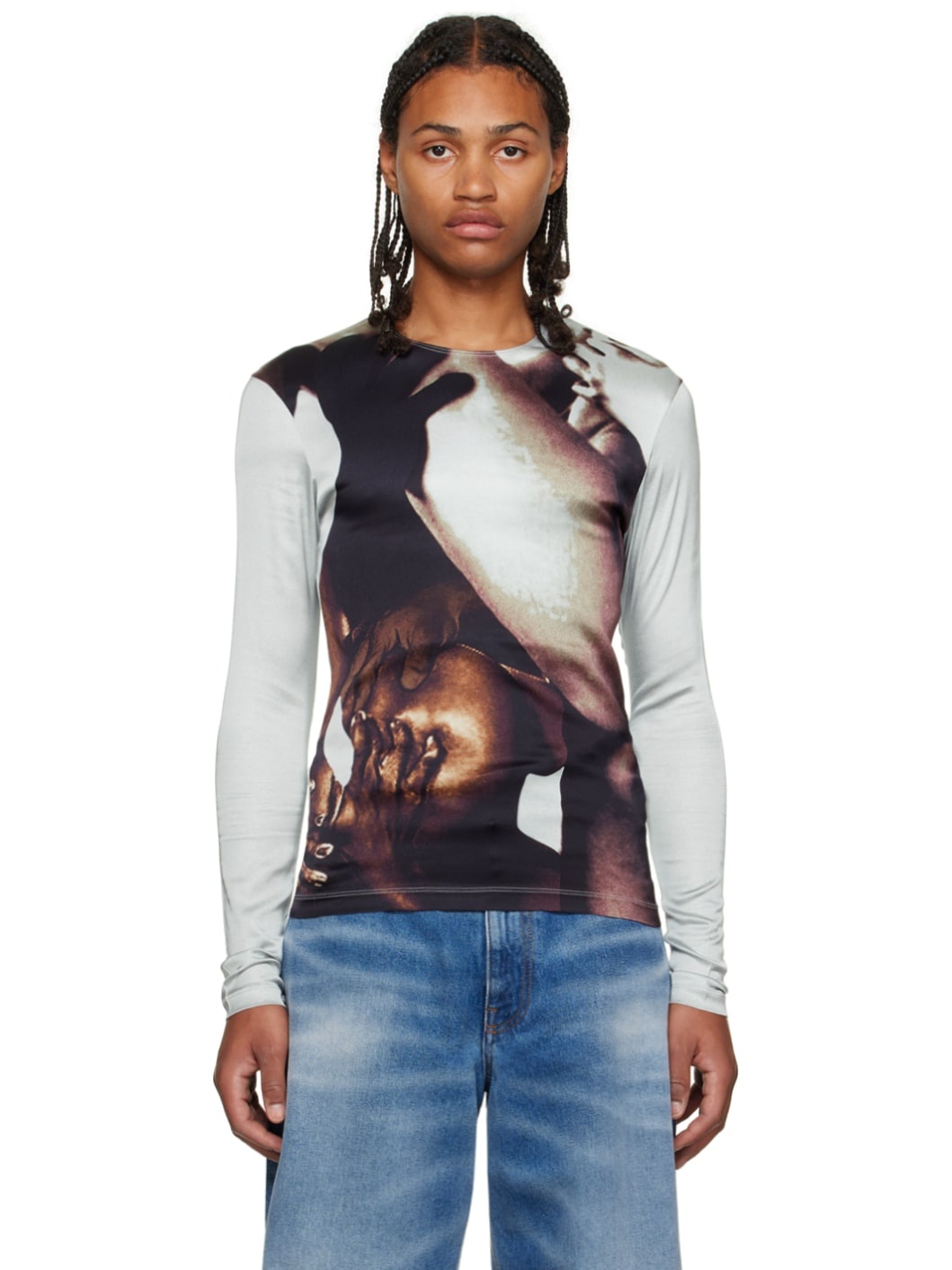 White Graphic Long Sleeve T-Shirt - 1
