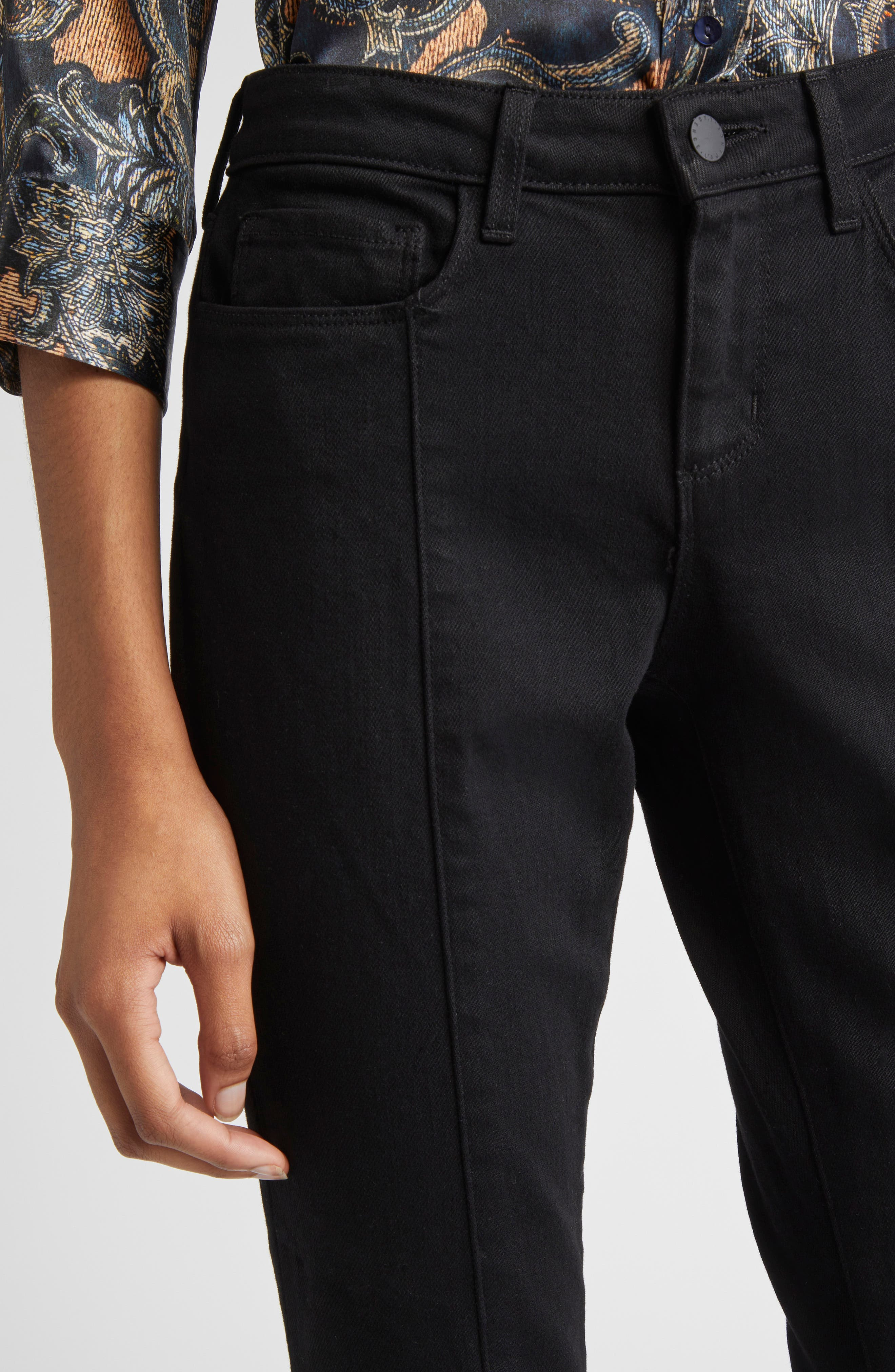 L'AGENCE Lenora Front Seam Flare Leg Jeans in Noir at Nordstrom - 5