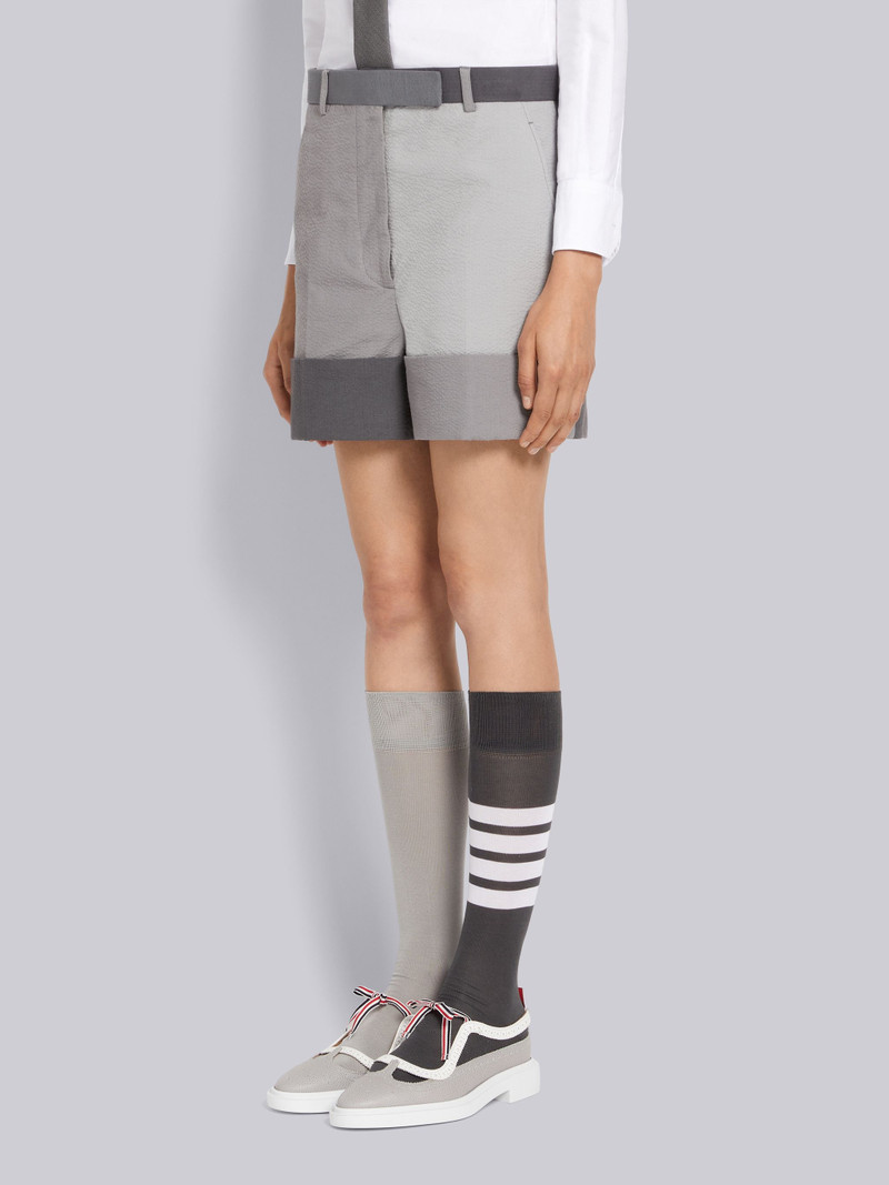 Thom Browne Silver Fun-Mix Cotton Seersucker Sack Short outlook