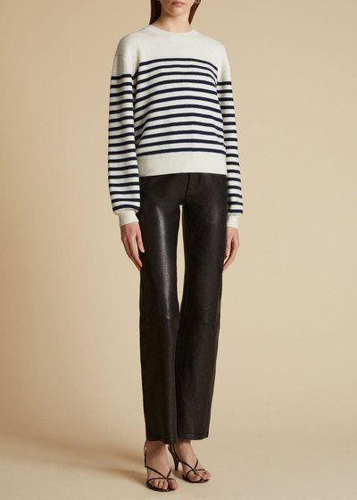 KHAITE The Viola Sweater in Ivory and Navy Stripe outlook