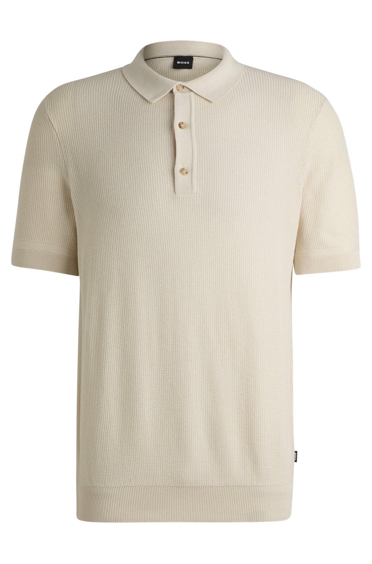 REGULAR-FIT KNIT POLO WITH MIXED STRUCTURES - 1