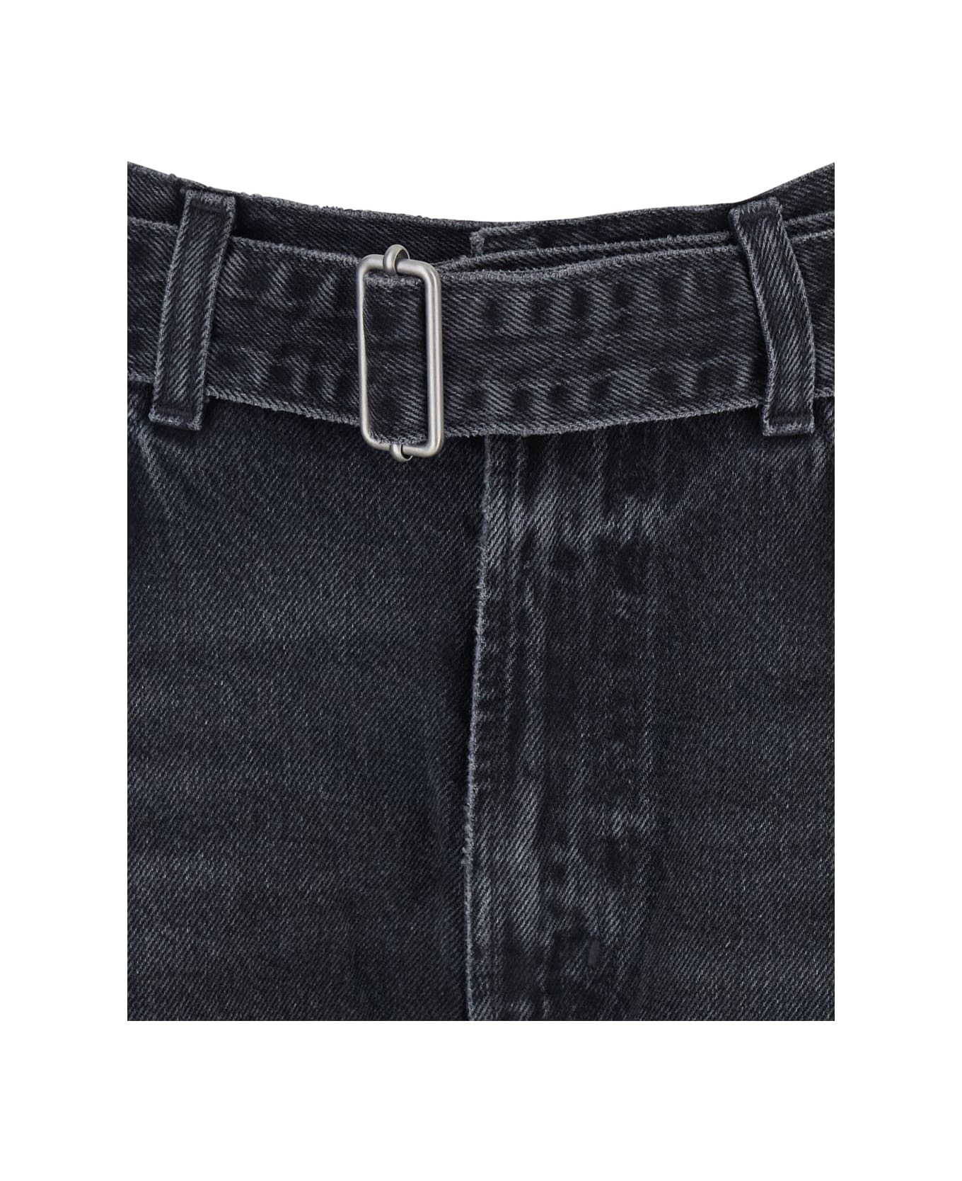 'arcane' Grey Jeans With Belt And Turn-up Hem In Denim Woman - 3
