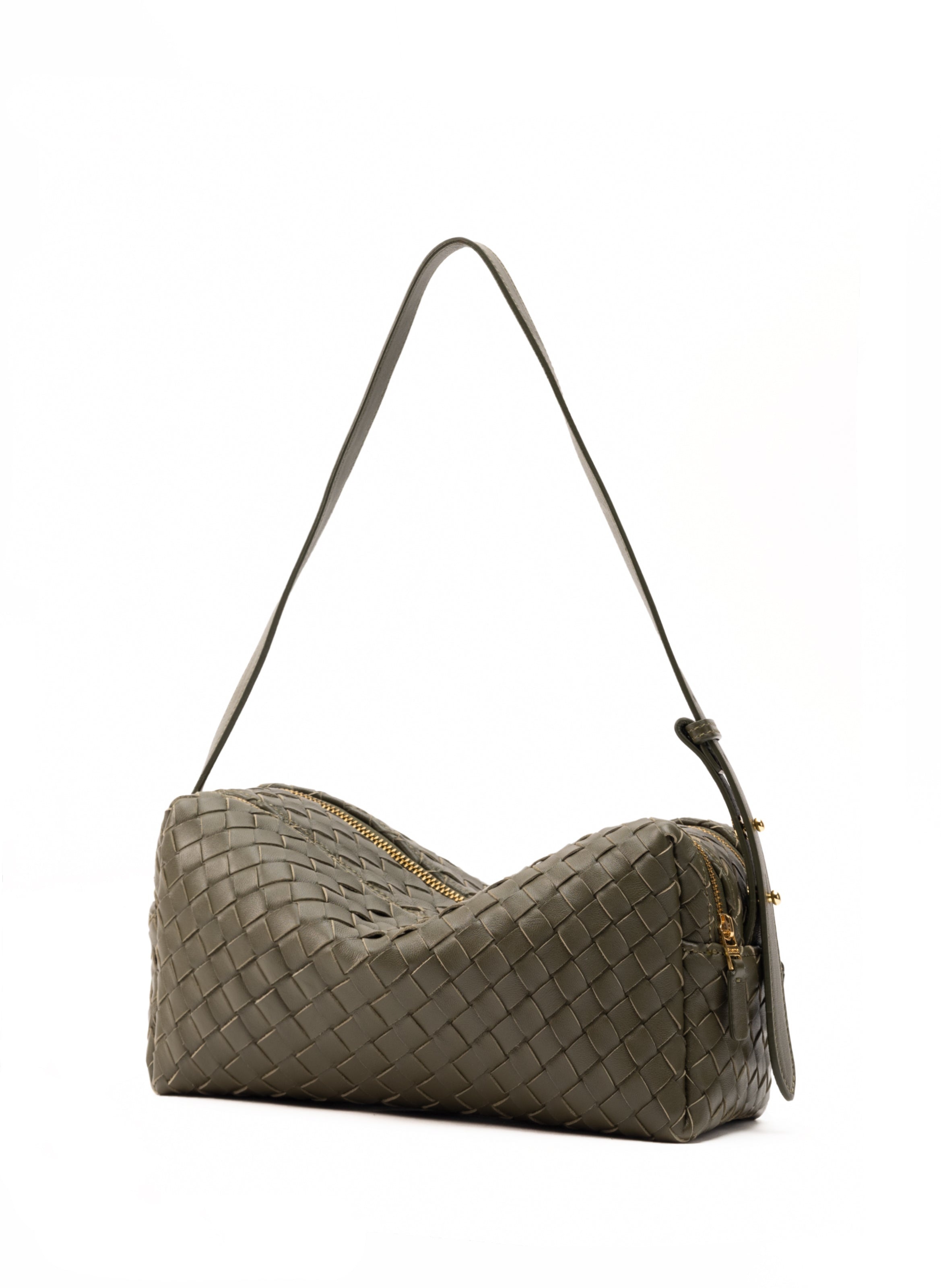 Trousse Woven Leather Olive Green - 3