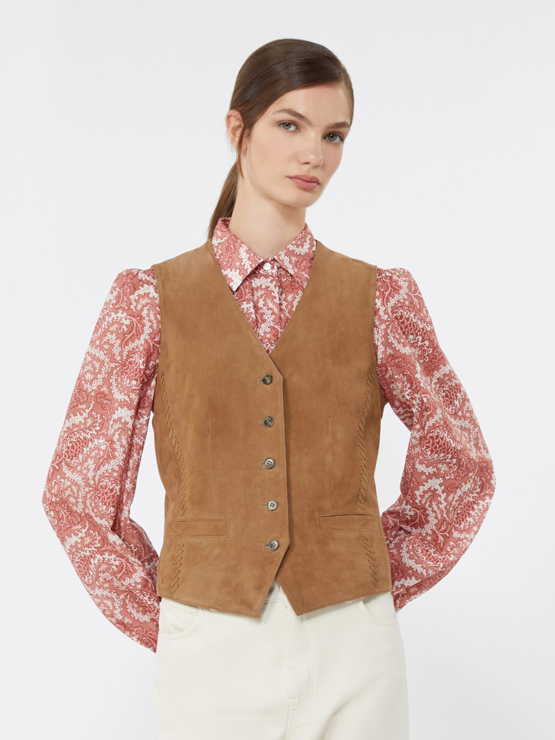 VETUSTA Suede waistcoat - BROWN 5