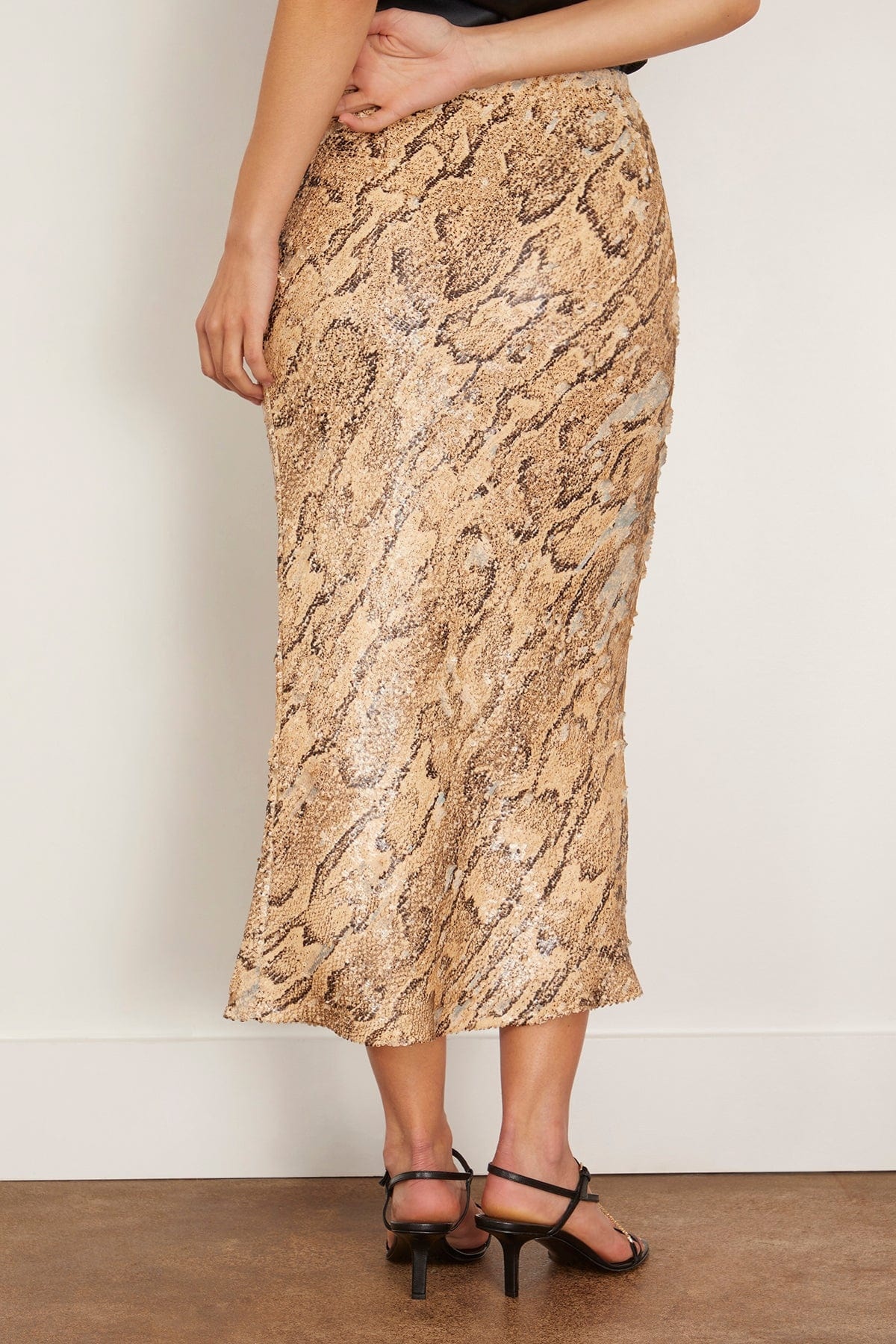 Separ Embroidered Sequins Skirt in Beige - 4