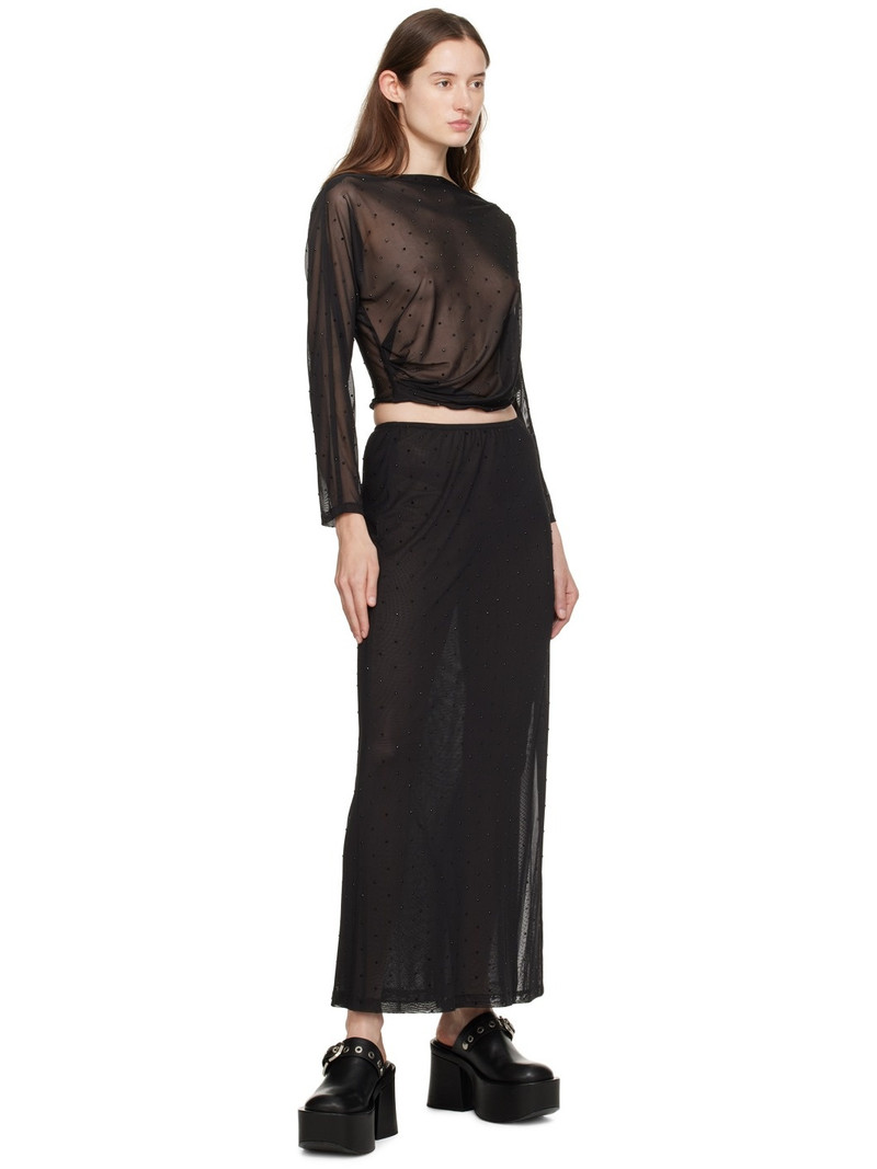 ANNA SUI Black Rhinestone Maxi Skirt outlook
