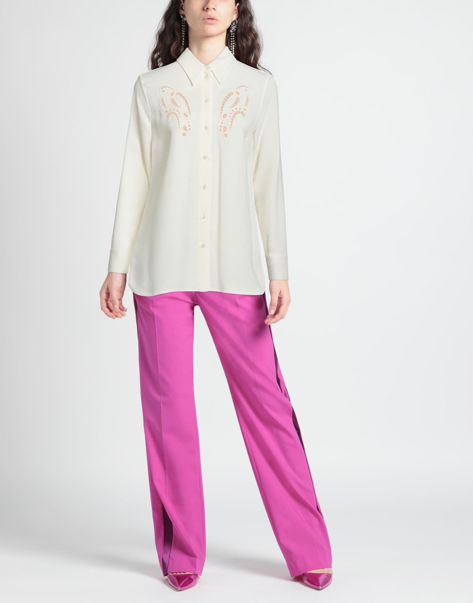 White Women's Solid Color Shirts & Blouses - 2