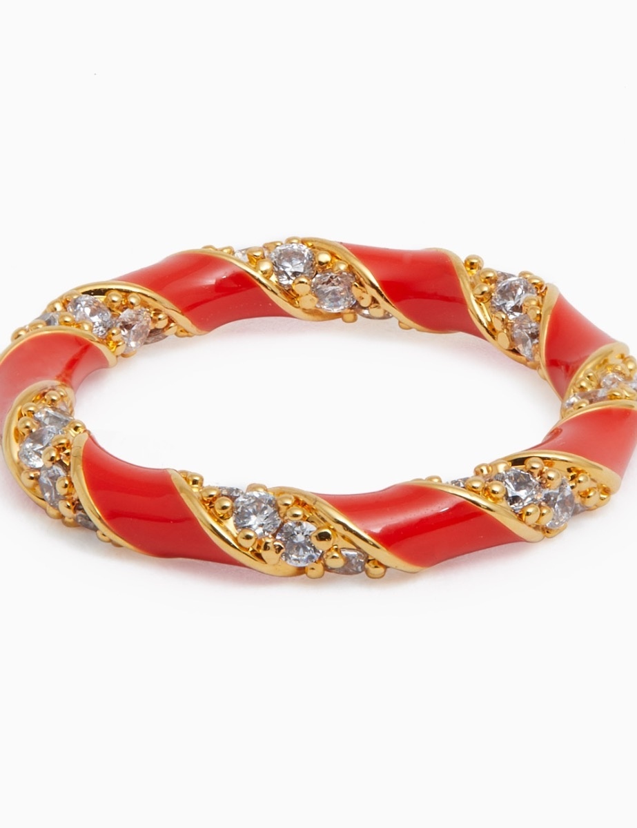 CANDY STRIPE PAVE RING - 4