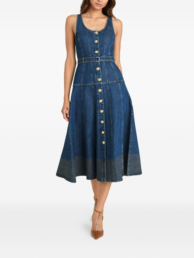 Cinq à Sept Kehlani button belted jean midi dress outlook