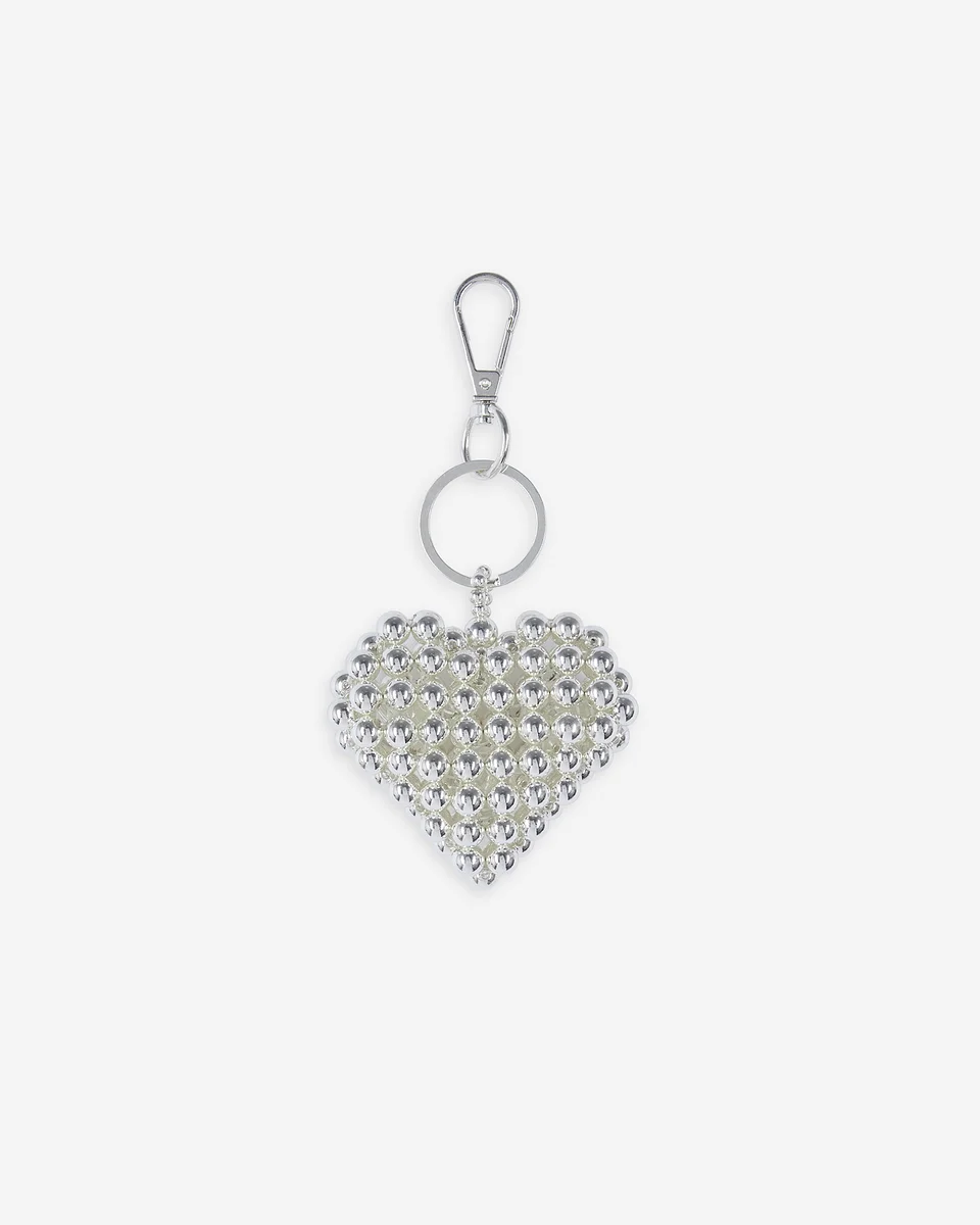 SILVER HEART BAG CHARM - 1