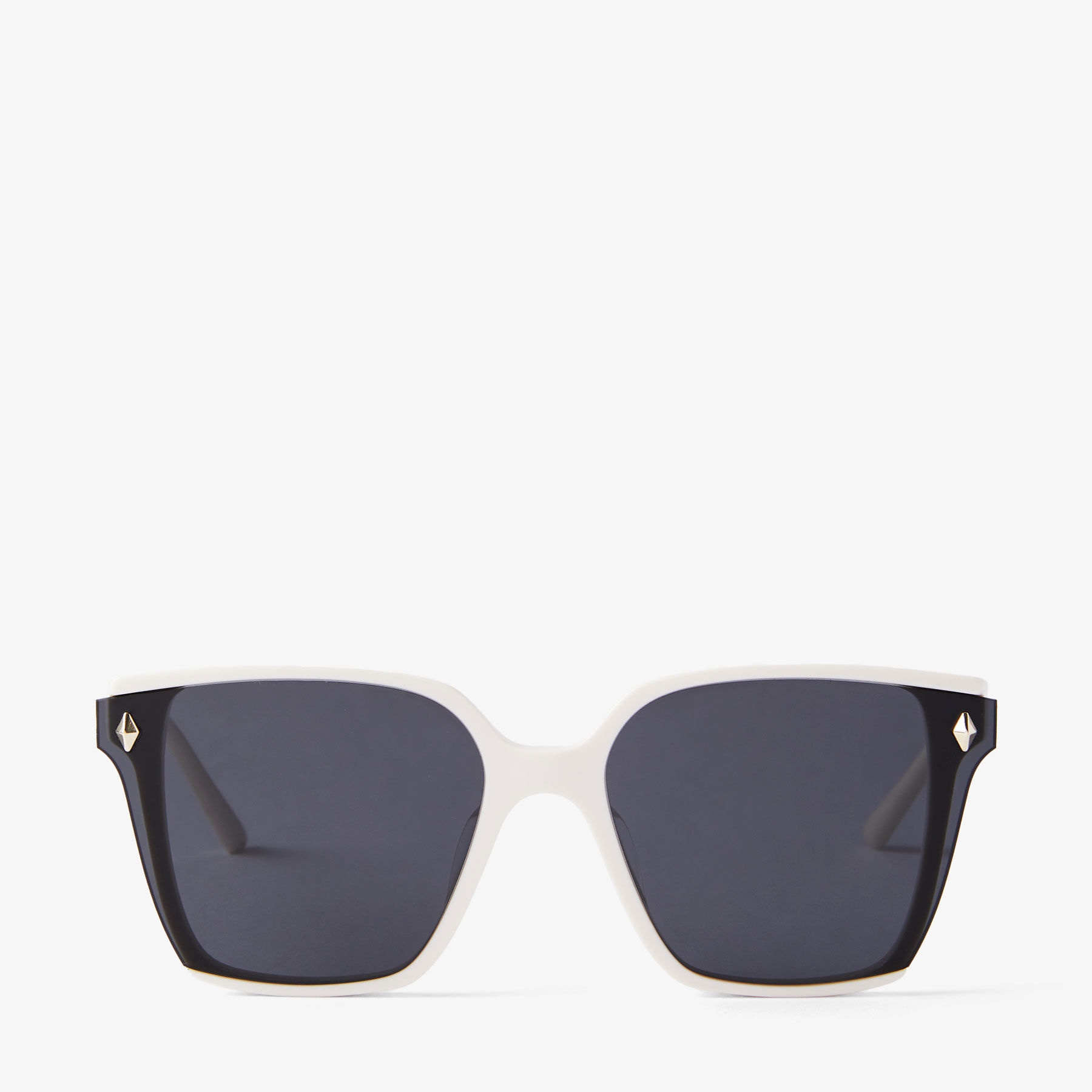 Ariya
White Square Sunglasses with Studs - 1