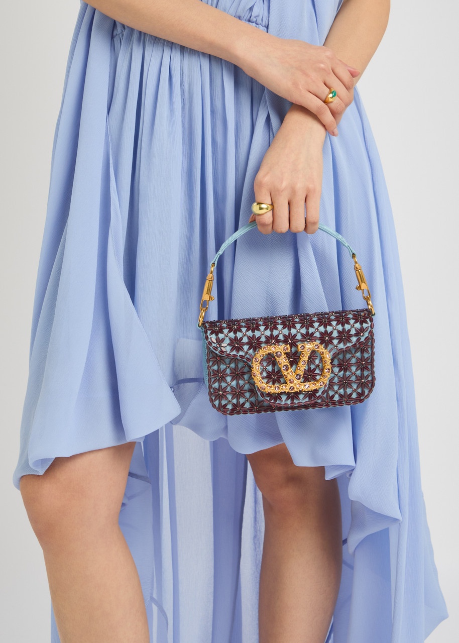 Valentino Locò Small Floral-embellished Moiré Shoulder bag - 5