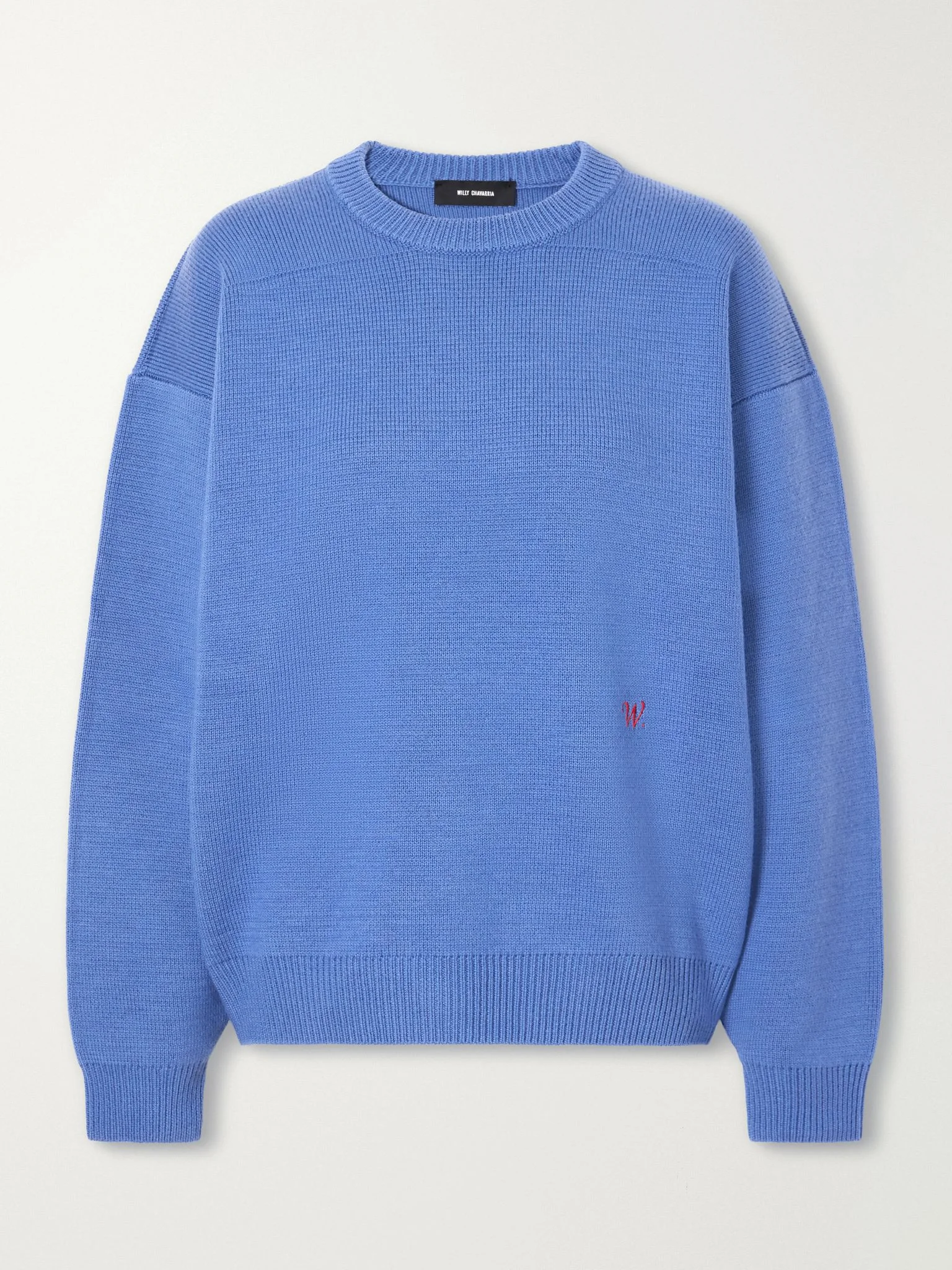 Logo-embroidered wool sweater Blue - 1