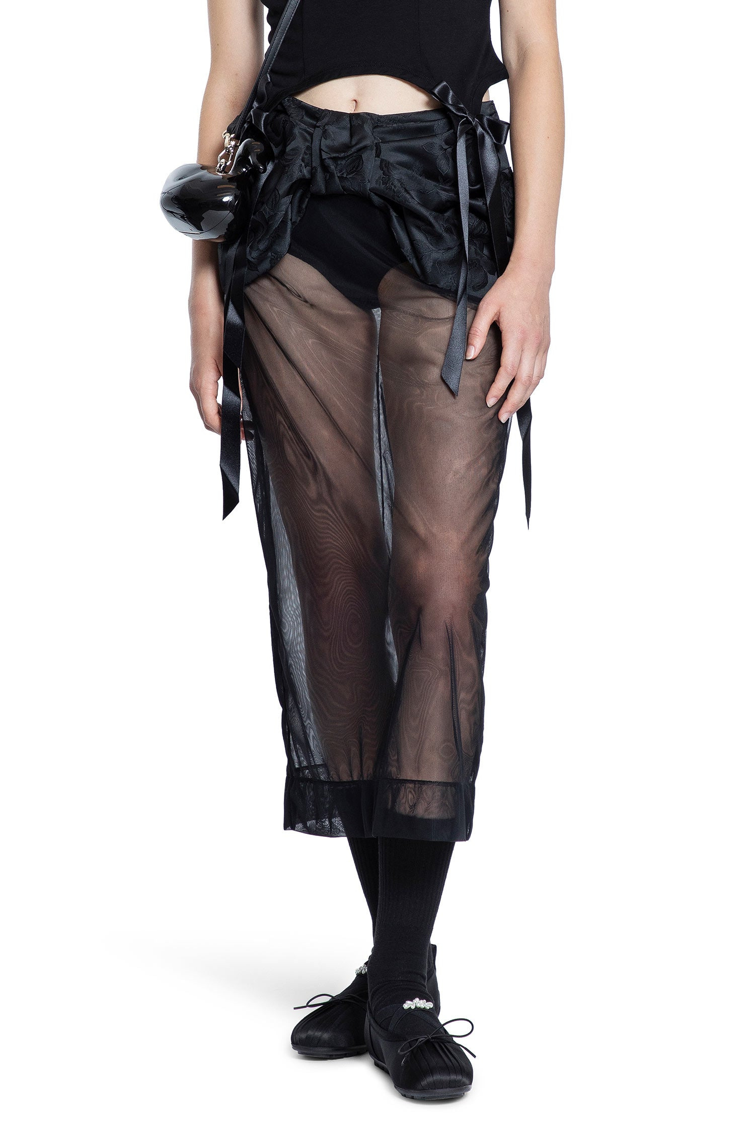 Sheer-Brocade-Bow-Waist-Pencil-Skirt - 7