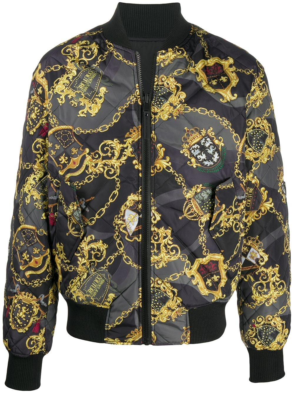 Barocco crest print bomber jacket - 1