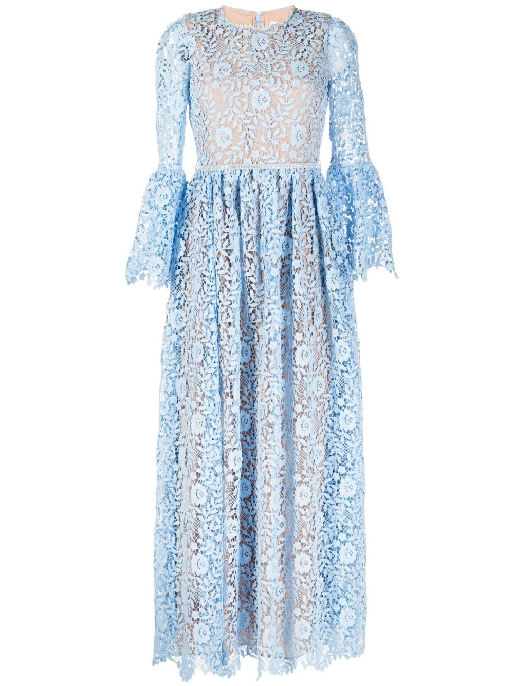 lace-embroidered round-neck dress - 1