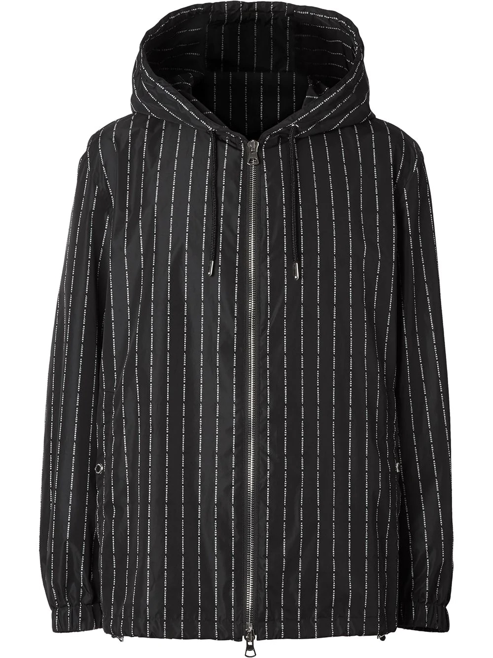 logo pinstripe hooded jacket - 1