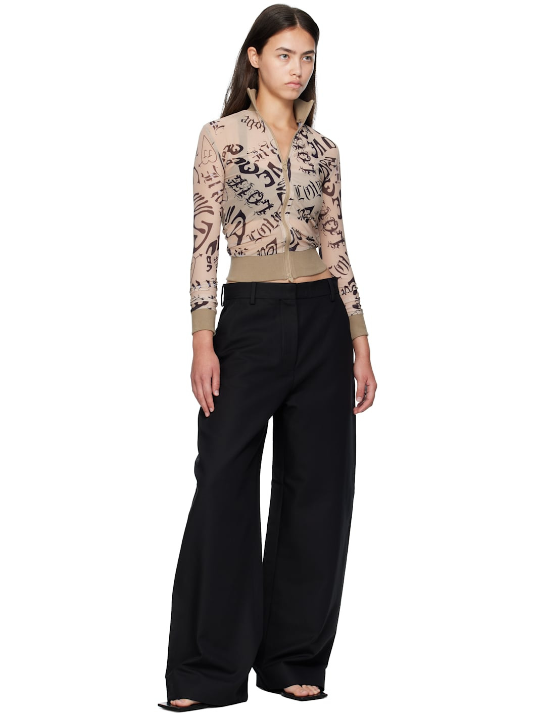 Black Tailored Satin Trousers - 4