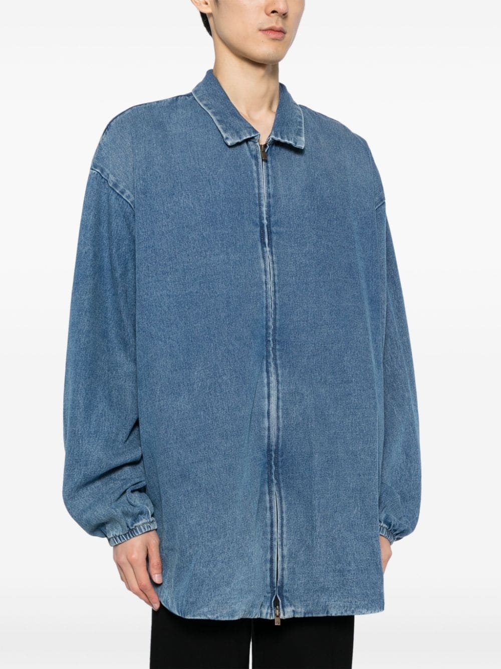 zip-up denim shirt jacket - 3