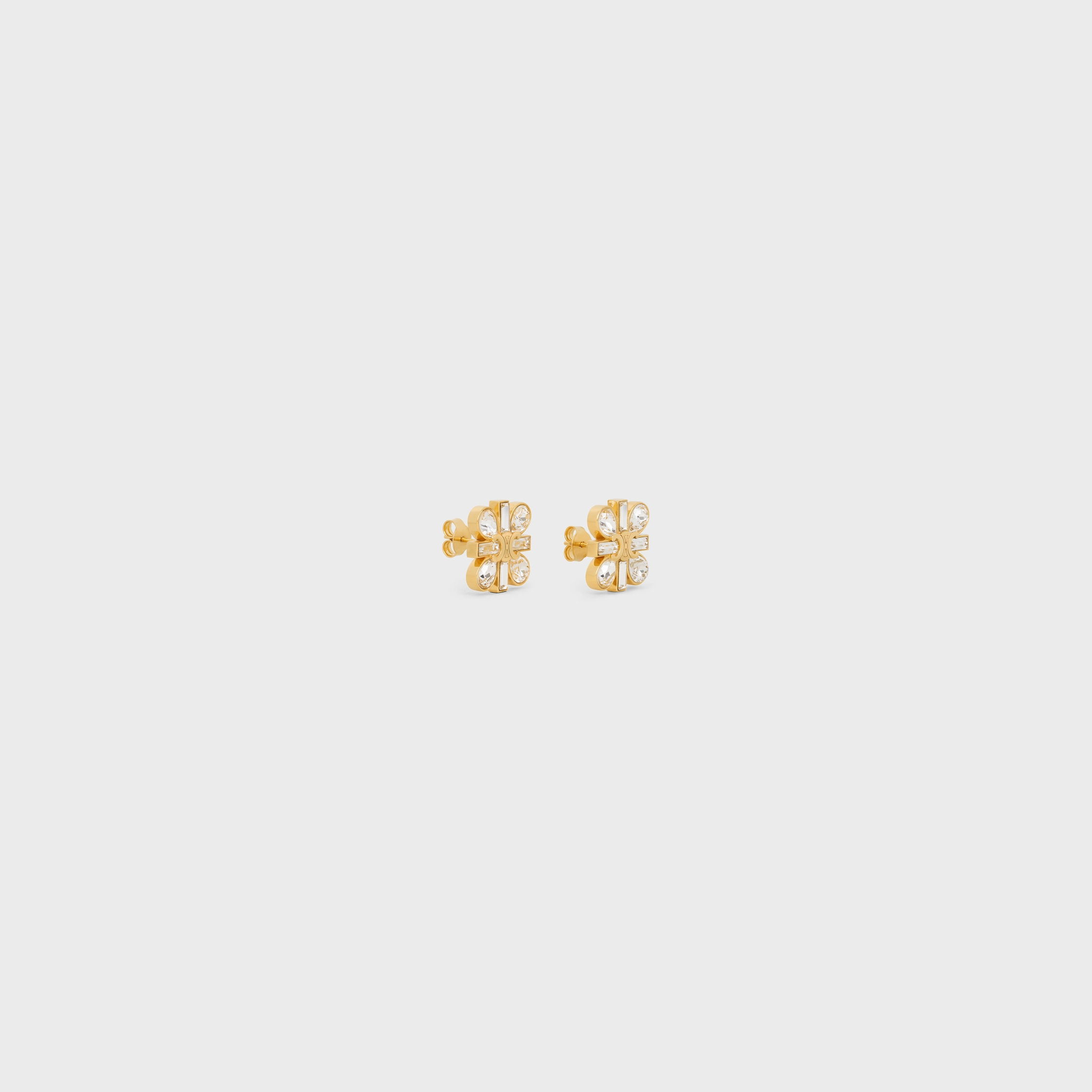 Celine Daisy Earrings in Strass and Brass with Gold Finish - 2