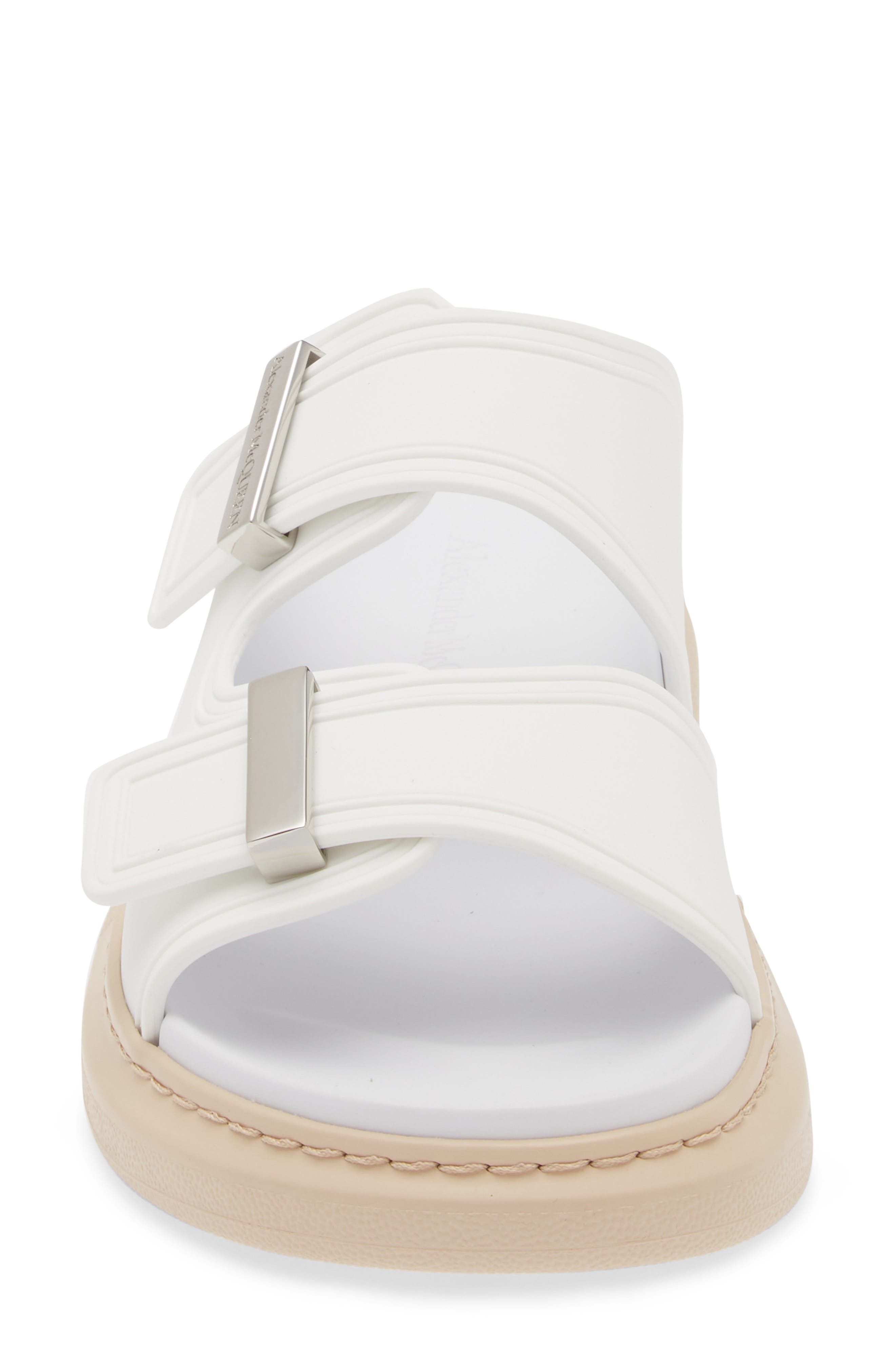 McQueen Oversize Slide Sandal in Ivory/Oat/Silver at Nordstrom - 4