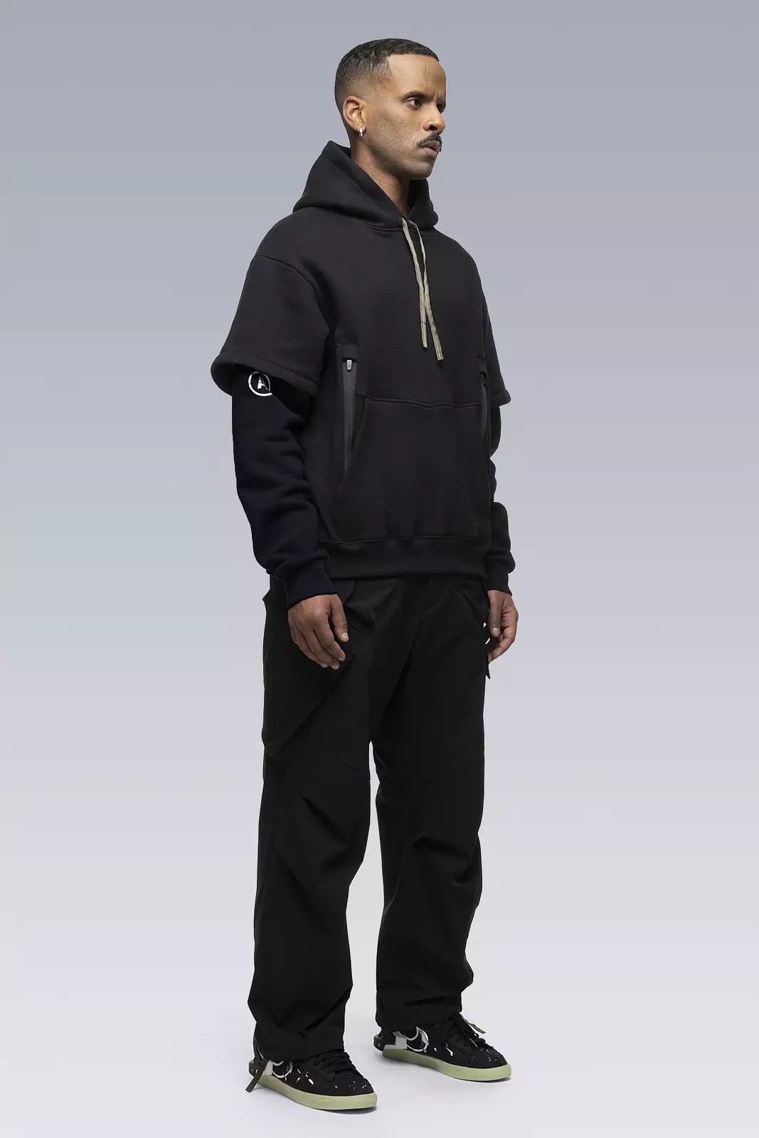 S34-PR Cotton Hooded Sweatshirt Black - 5