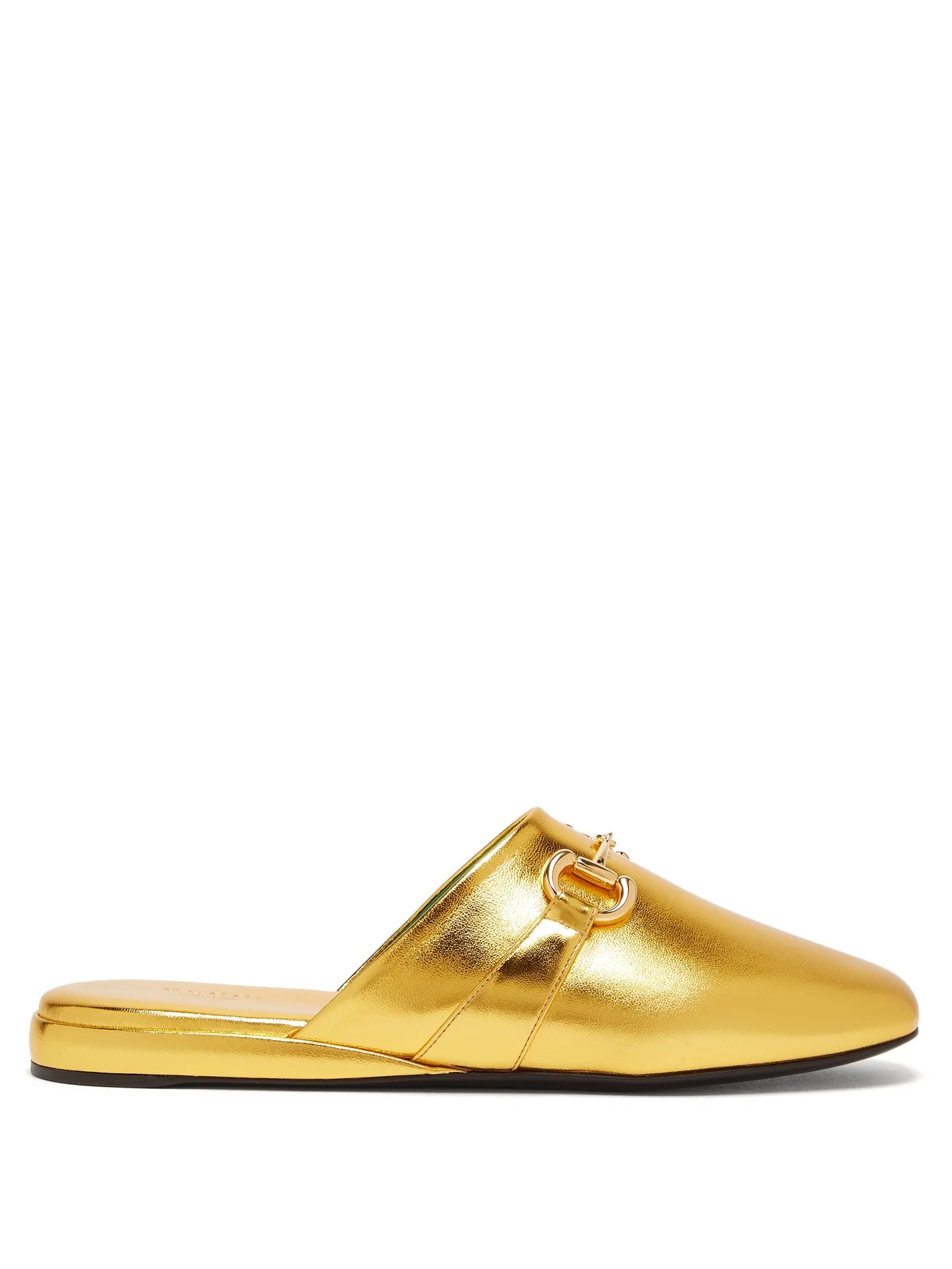 Pericles metallic-leather backless loafers - 1