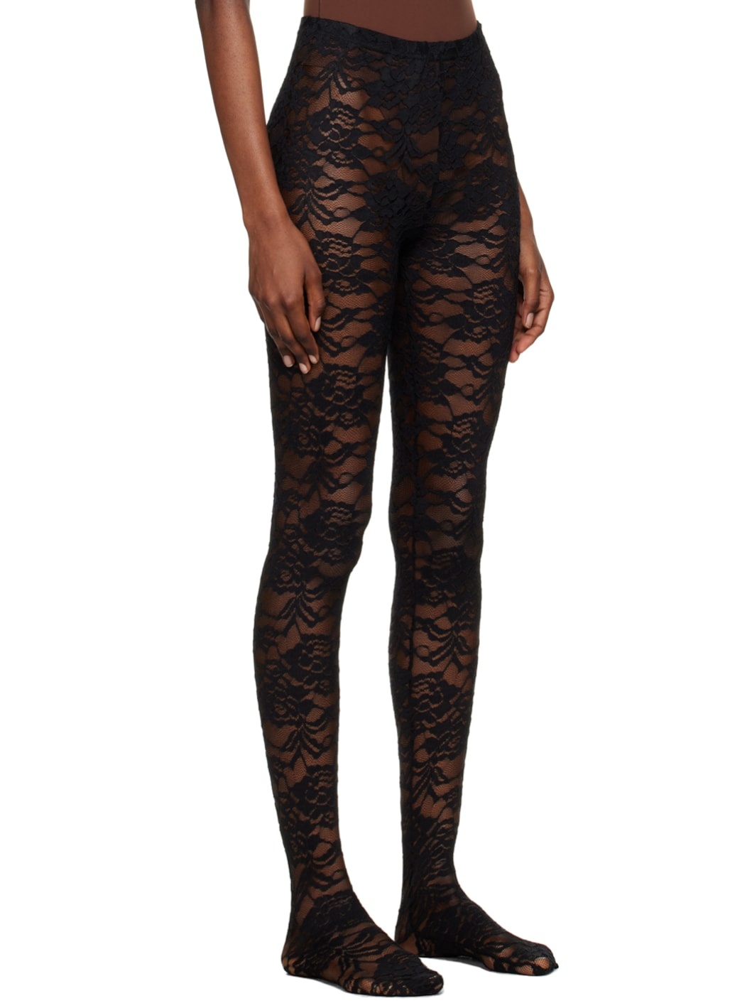 Black Flower Tights - 4