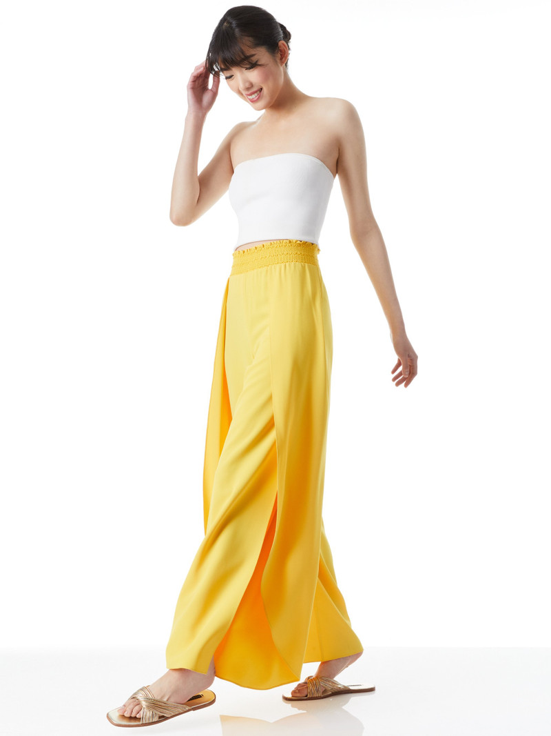 Alice + Olivia LARISSA SMOCKED WAIST BAND OPEN PLEAT PANT outlook