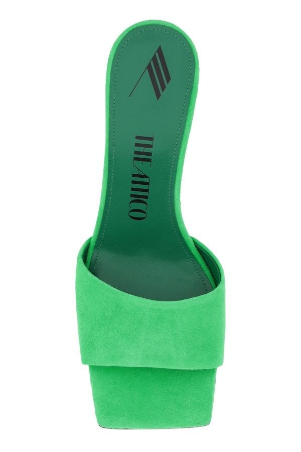 Fluo green suede Cheope mules - 4