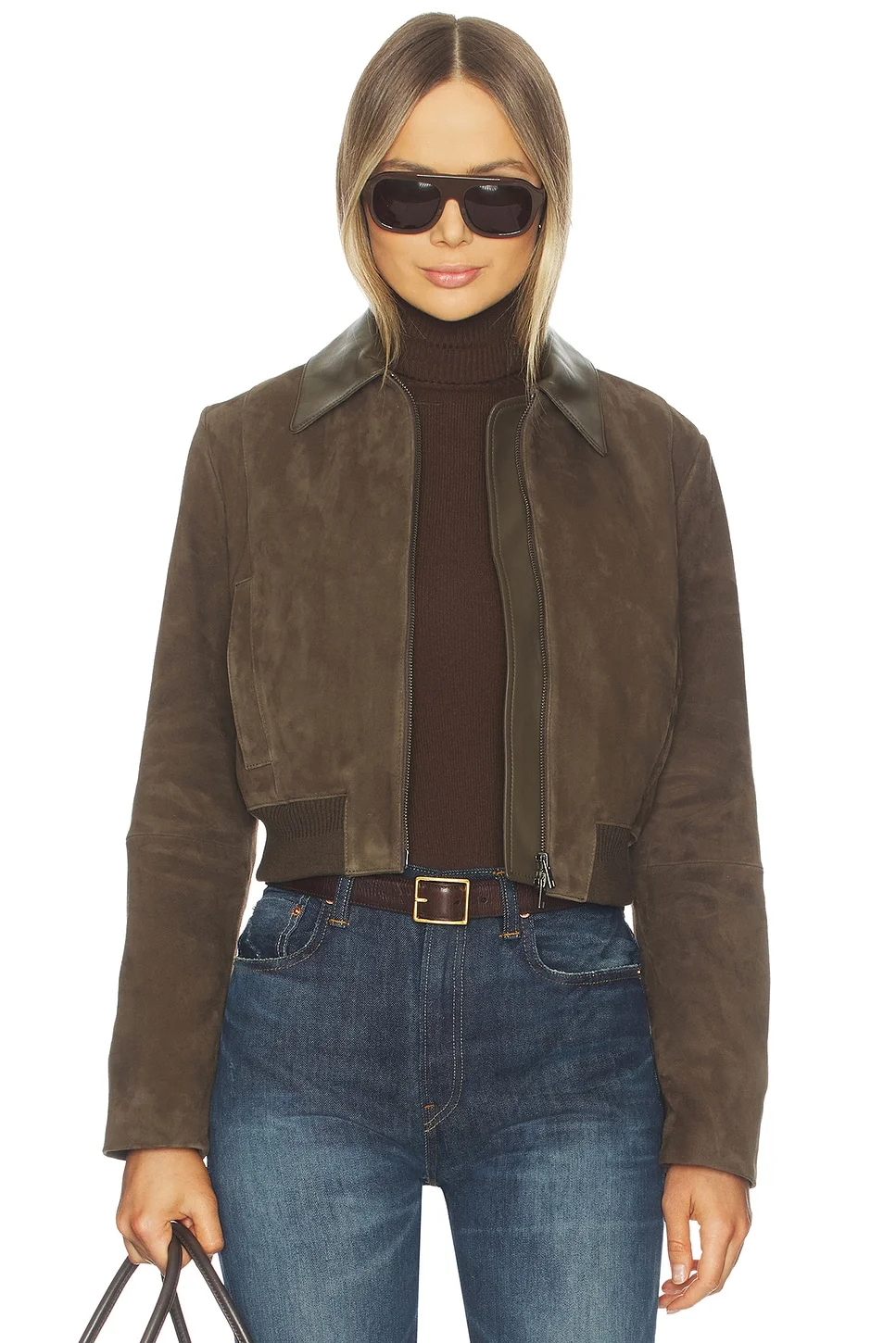 Suede Shrunken Bomber - 1